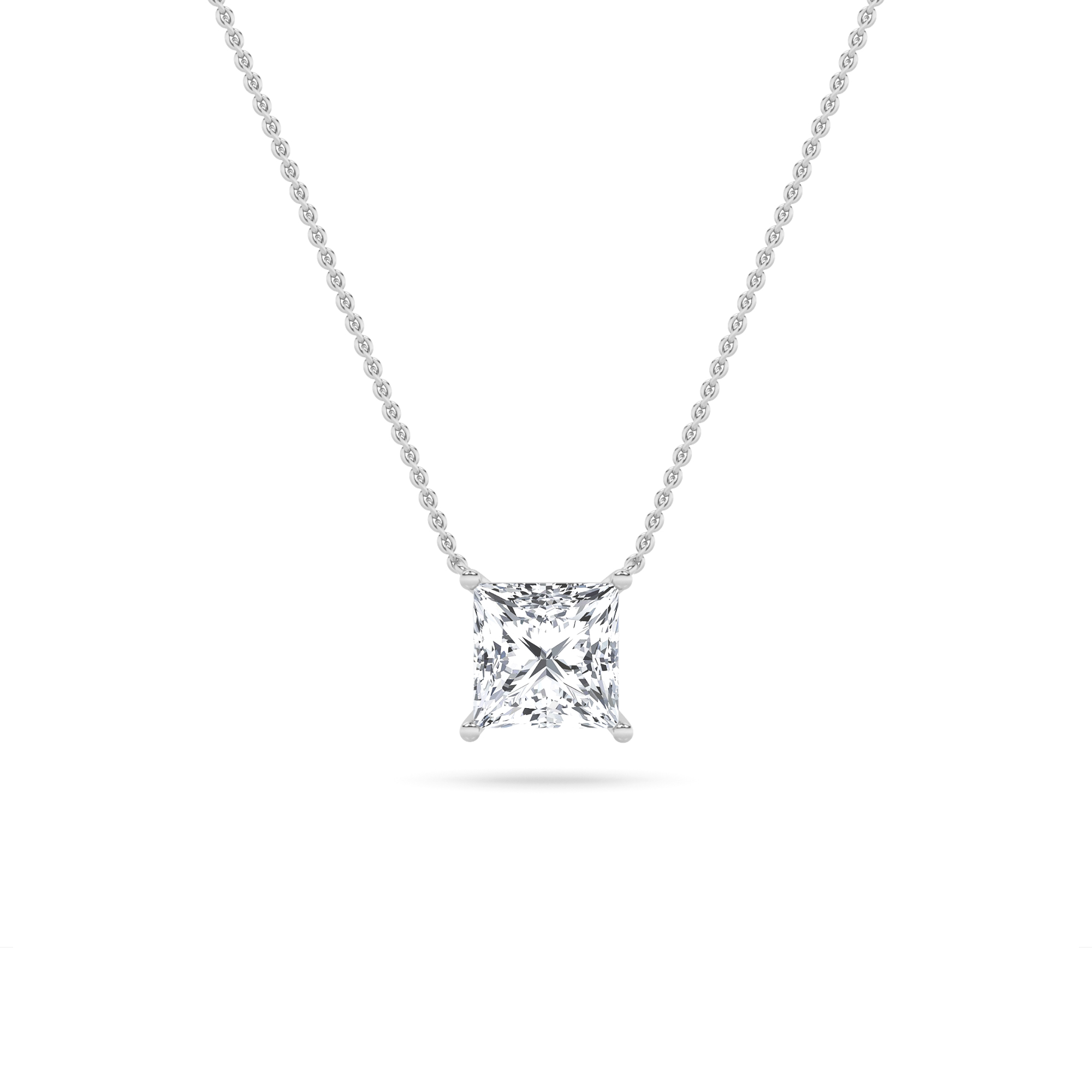 3.00 CT Princess Diamond Necklace in 14K White Gold
