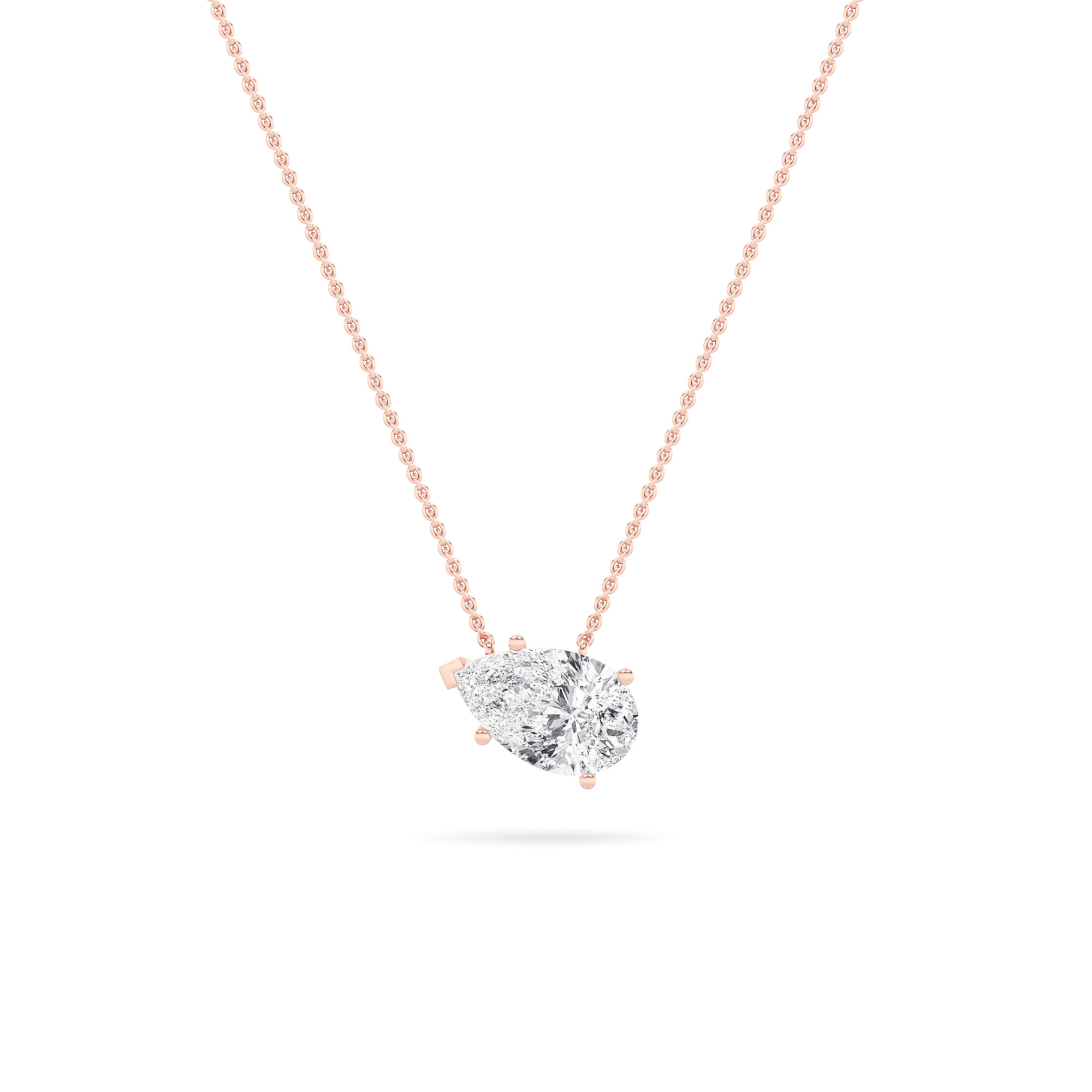 2.00 CT Pear Diamond Necklace in 14K Rose Gold