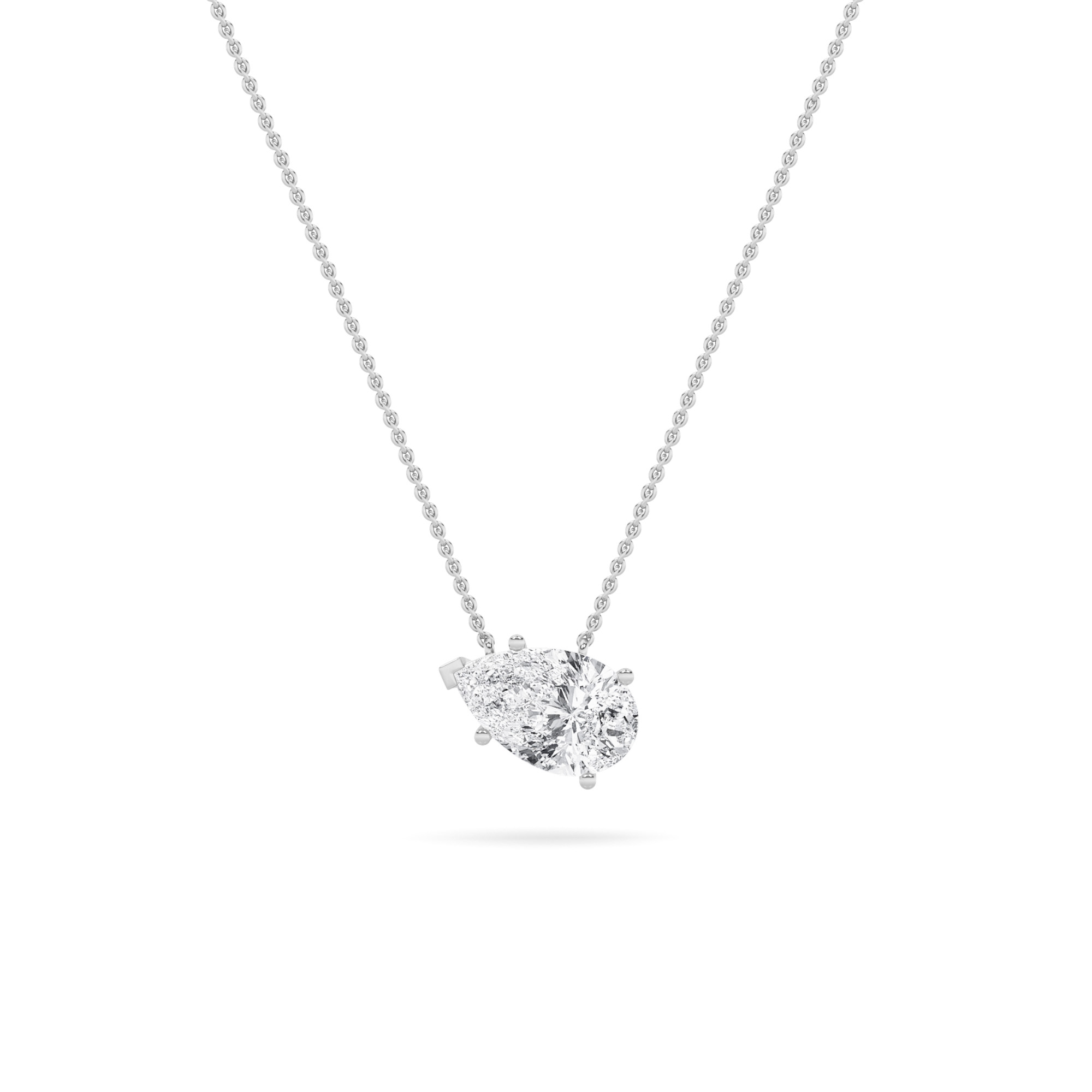 3.00 CT Pear Diamond Necklace in 14K White Gold