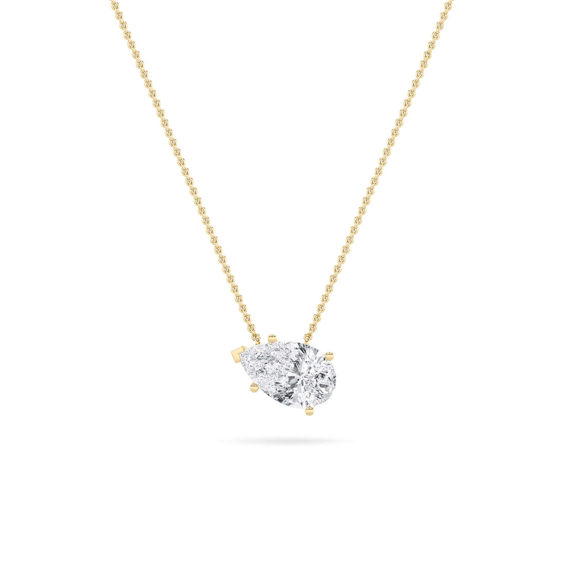 3.00 CT Pear Diamond Necklace in 14K Yellow Gold