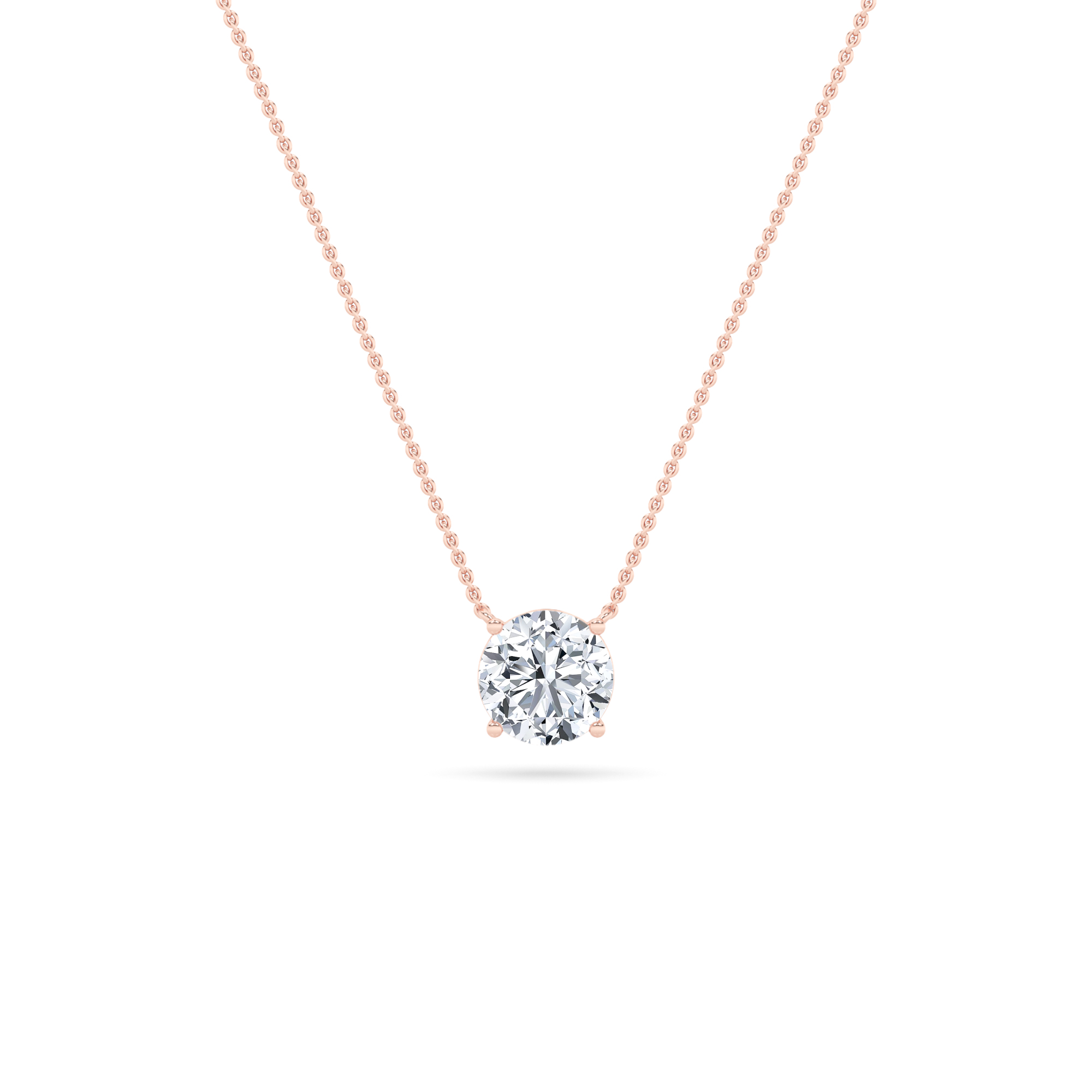 2.00 CT Round Diamond Necklace in 14K Rose Gold