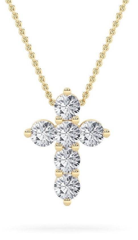 1.50 CT Round Diamond Necklace in 14K Yellow Gold