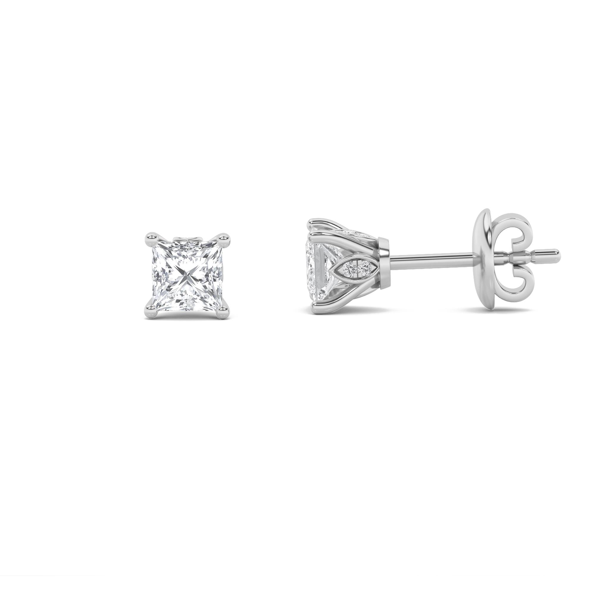 3.00 CT Princess Diamond Earring in 14K White Gold