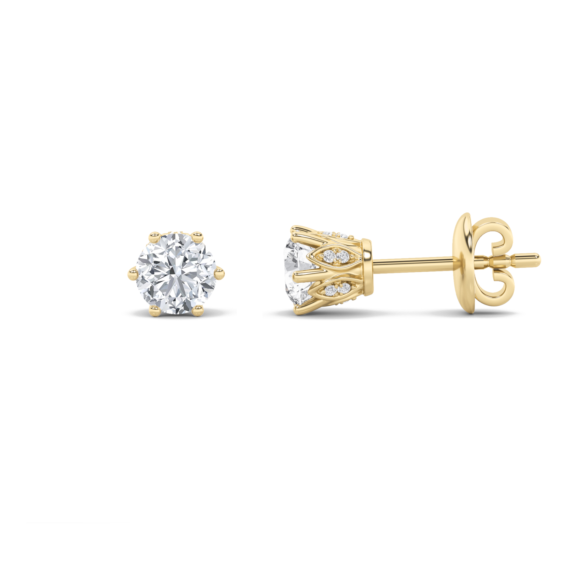 2.00 CT Round Diamond Earring in 14K Yellow Gold