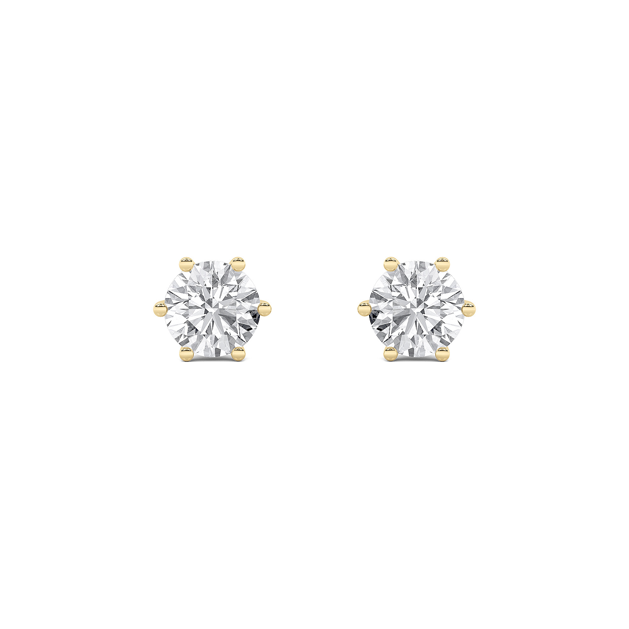 Tulip Head Stud Earrings  with Round Shaped Lab Grown Diamond (F/VS) in 14K Gold view 4