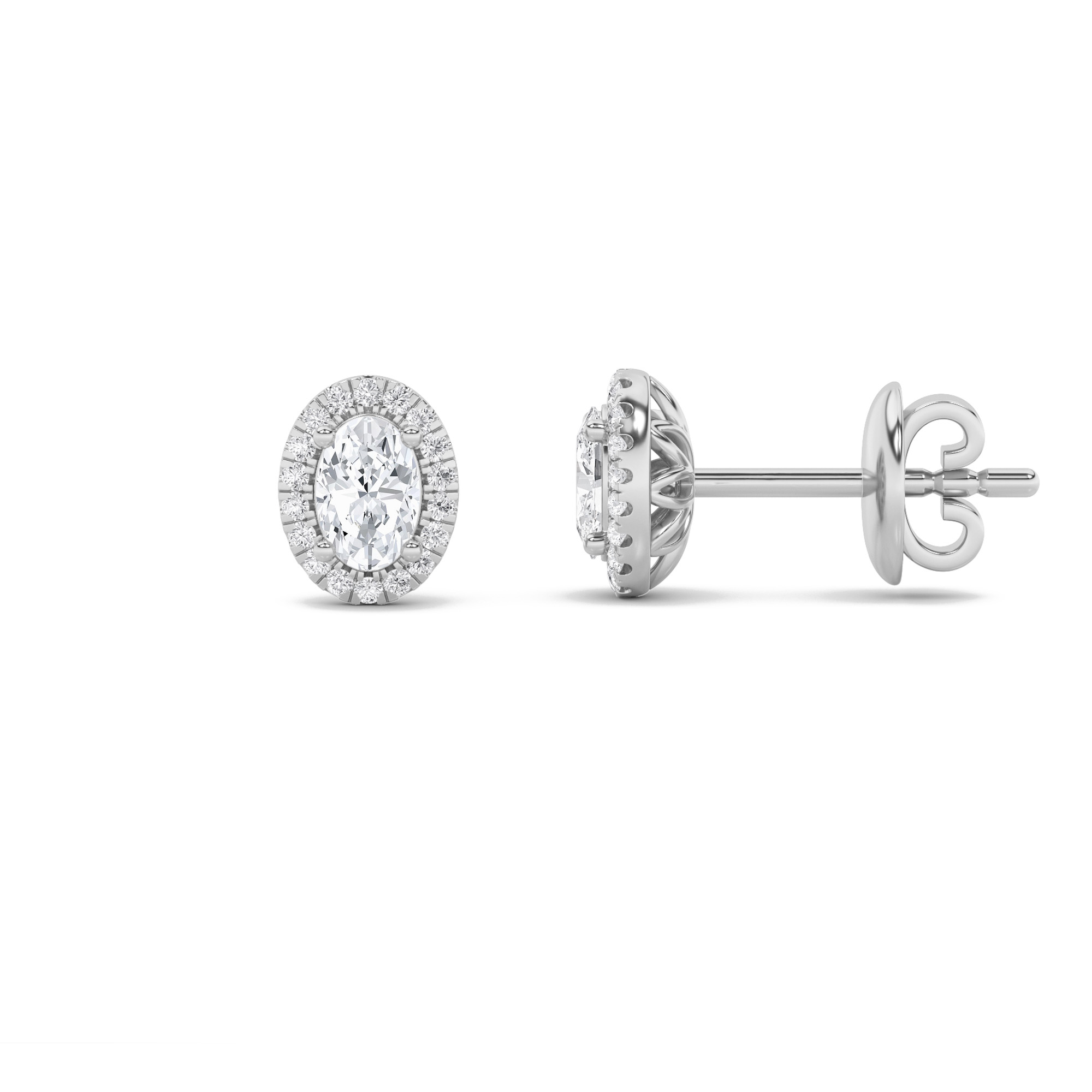 1.00 CT Oval Diamond Earring in 14K White Gold
