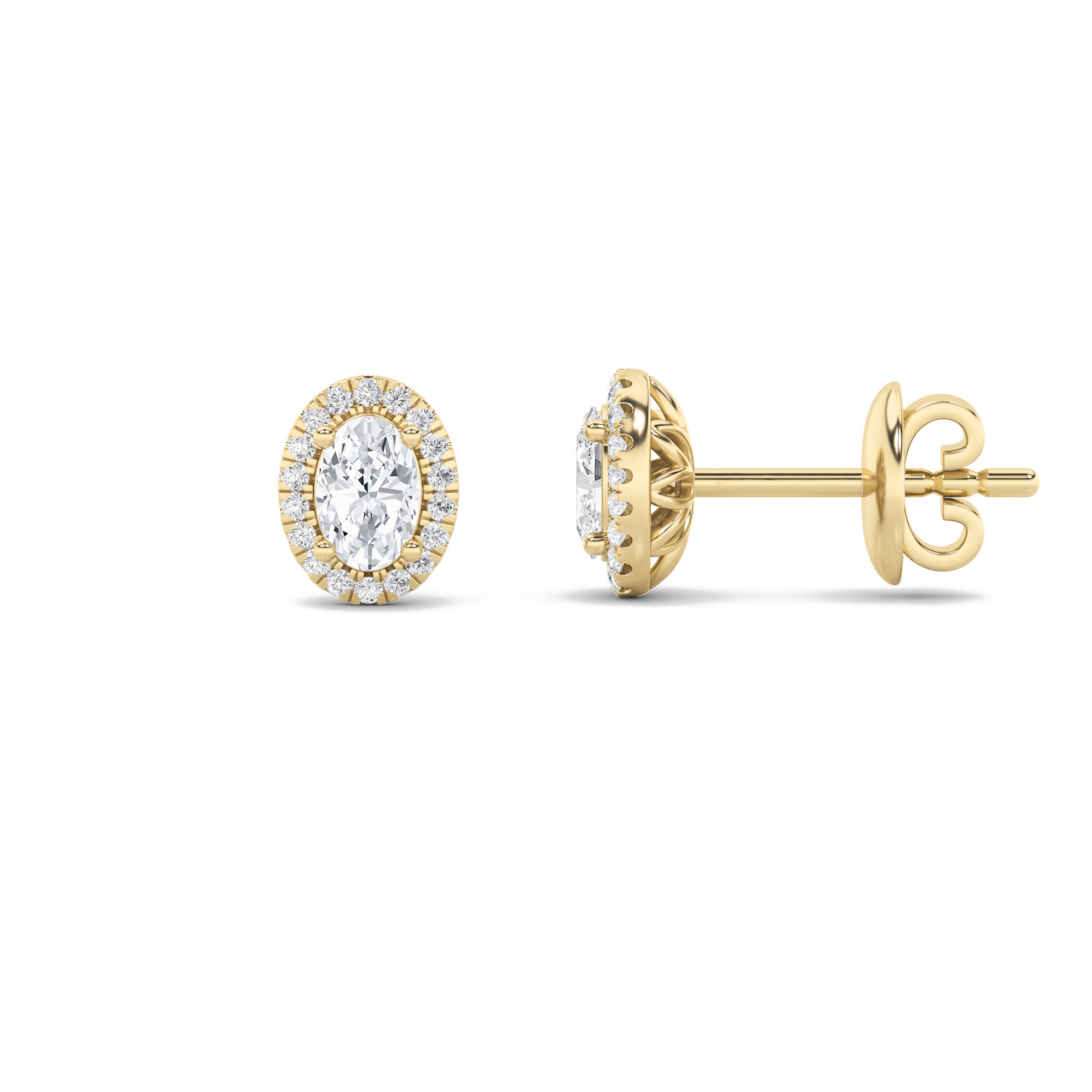 1.00 CT Oval Diamond Earring in 14K Yellow Gold