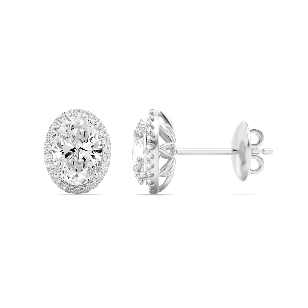 2.00 CT Oval Diamond Earring in 14K White Gold