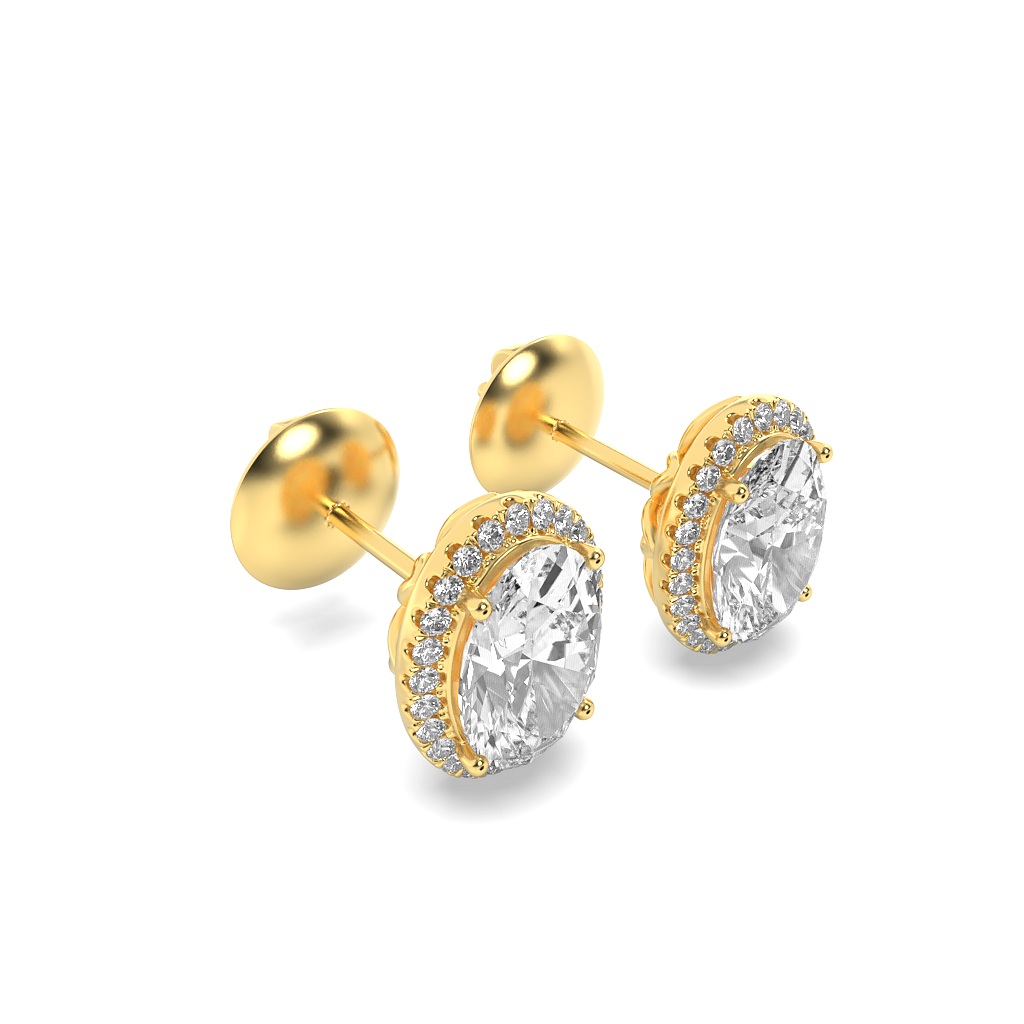 Halo Oval Solitaire Earring view 5