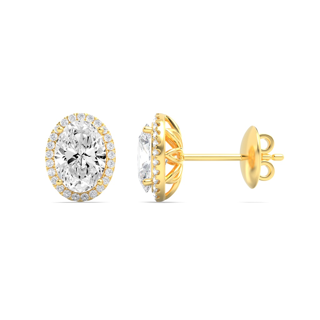 3.00 CT Oval Diamond Earring in 14K Yellow Gold