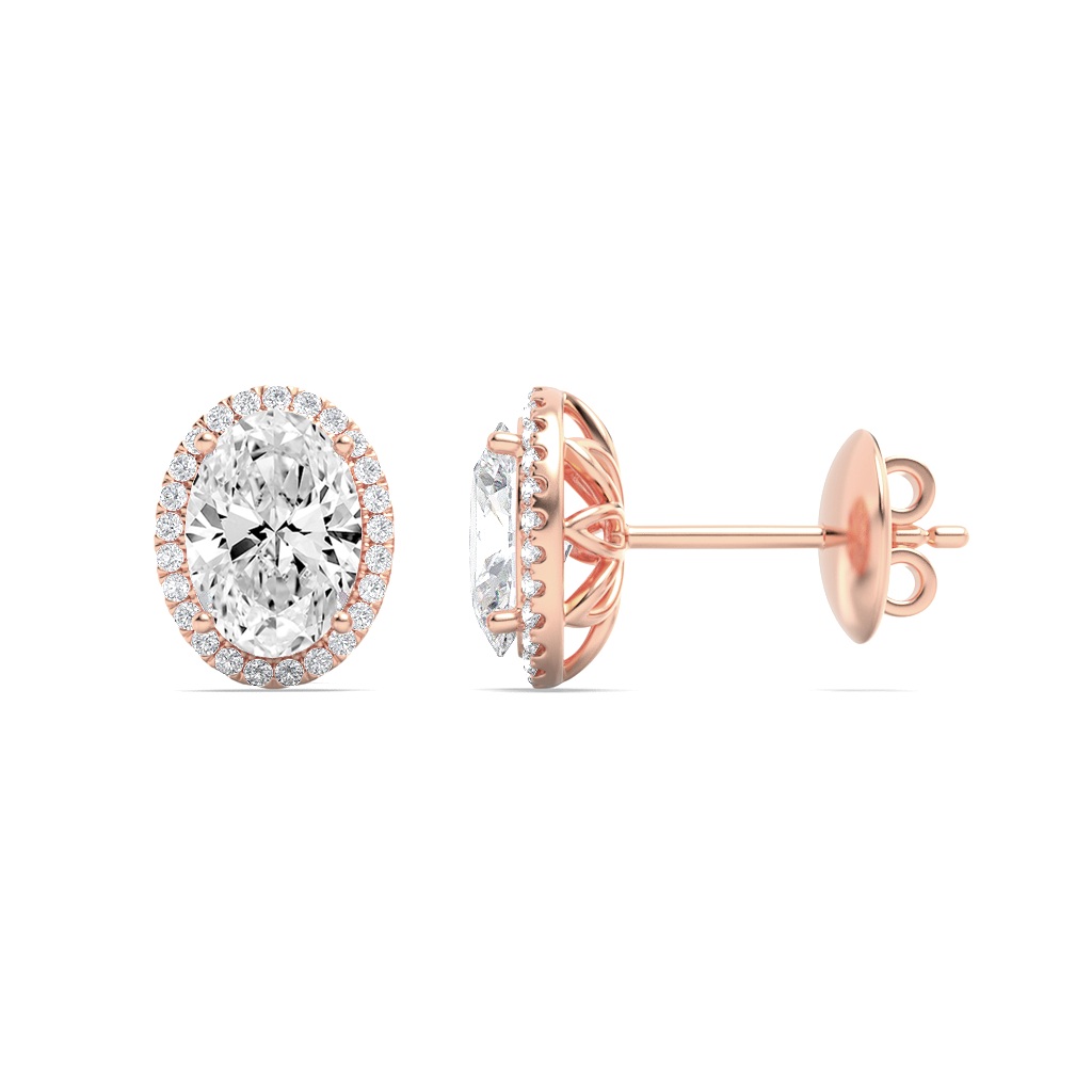 3.00 CT Oval Diamond Earring in 14K Rose Gold