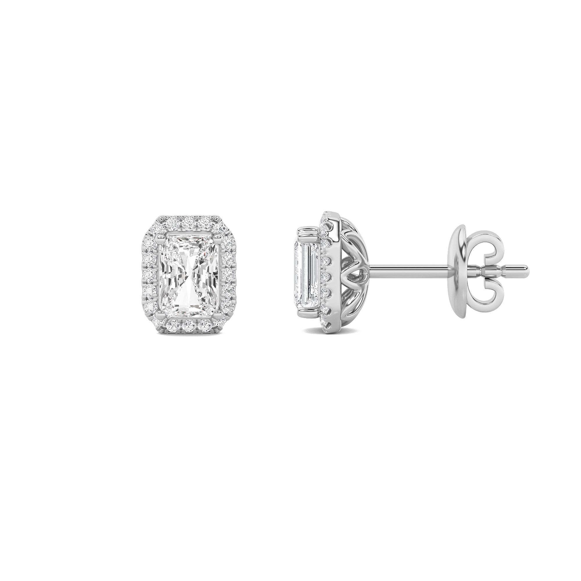 2.00 CT Radiant Diamond Earring in 14K White Gold