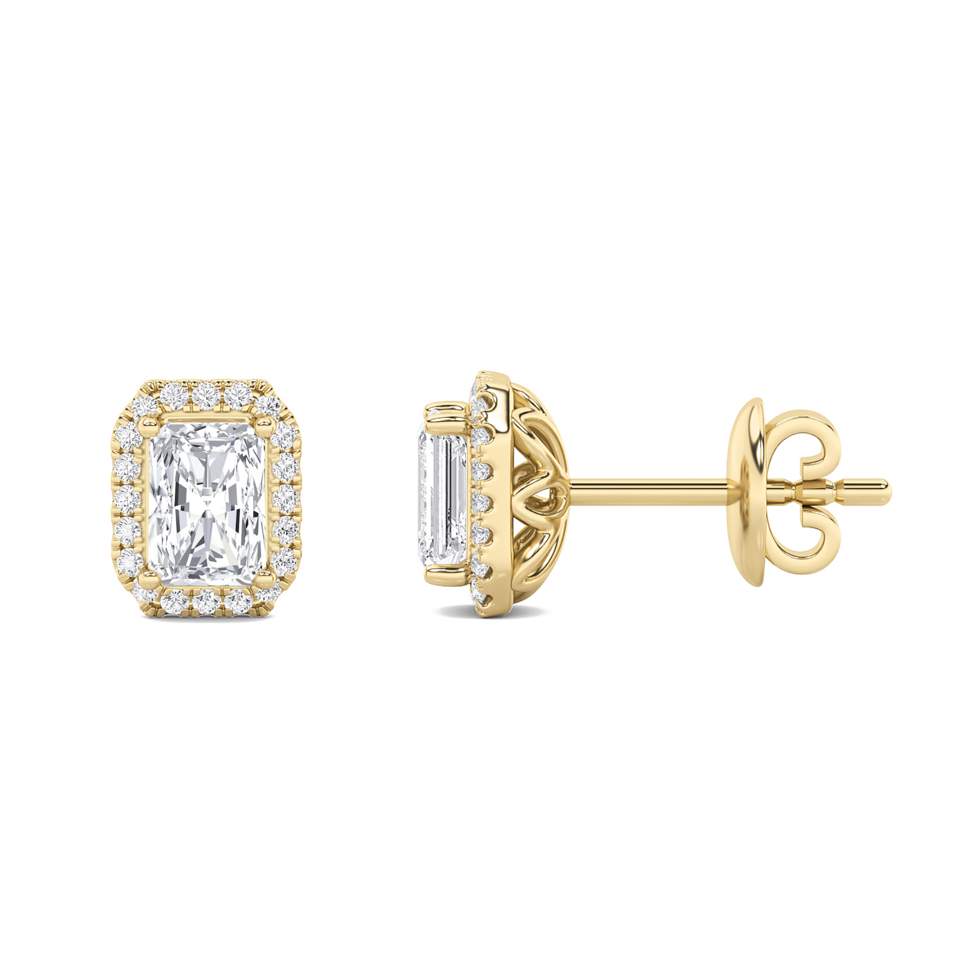 2.00 CT Radiant Diamond Earring in 14K Yellow Gold