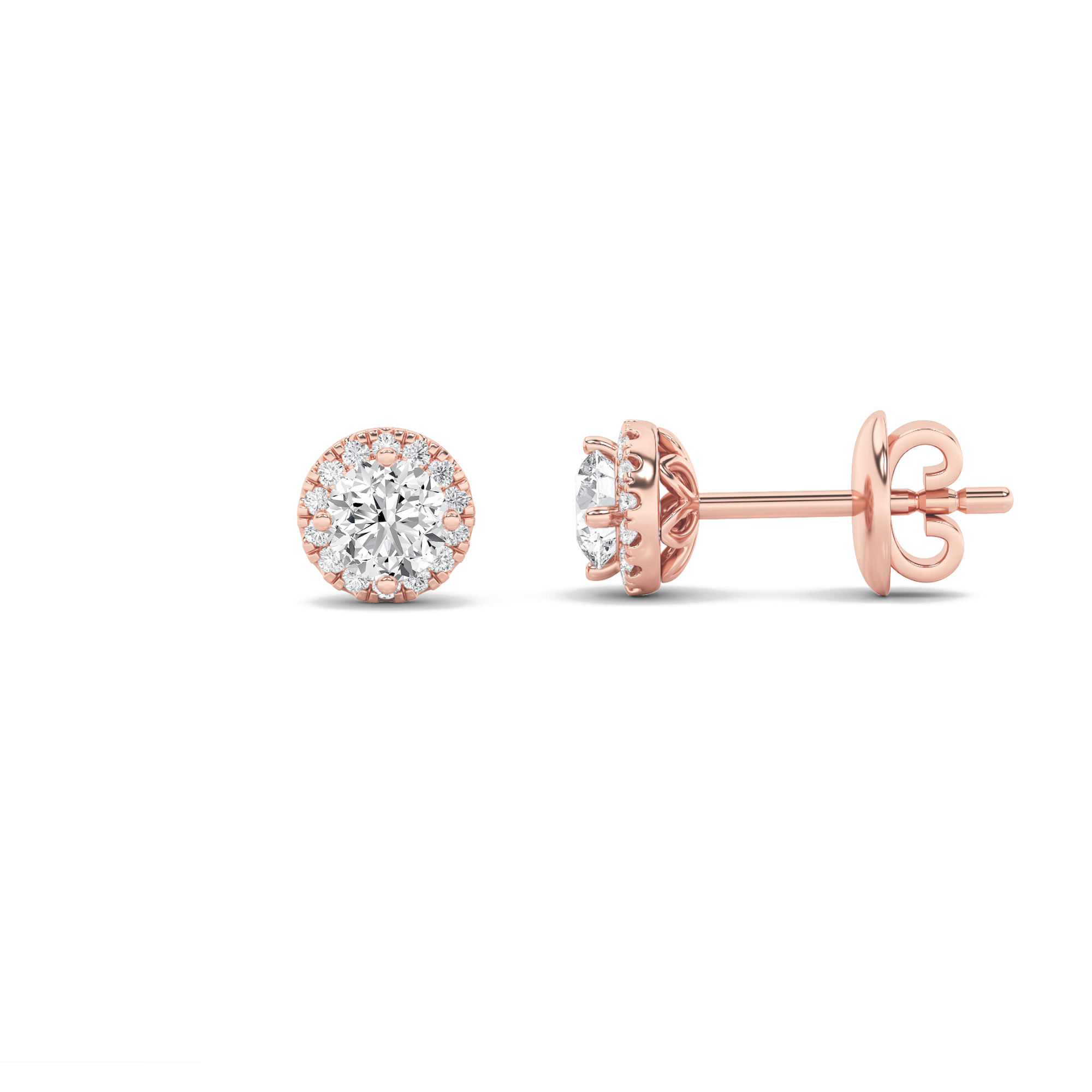 1.00 CT Round Diamond Earring in 14K Rose Gold