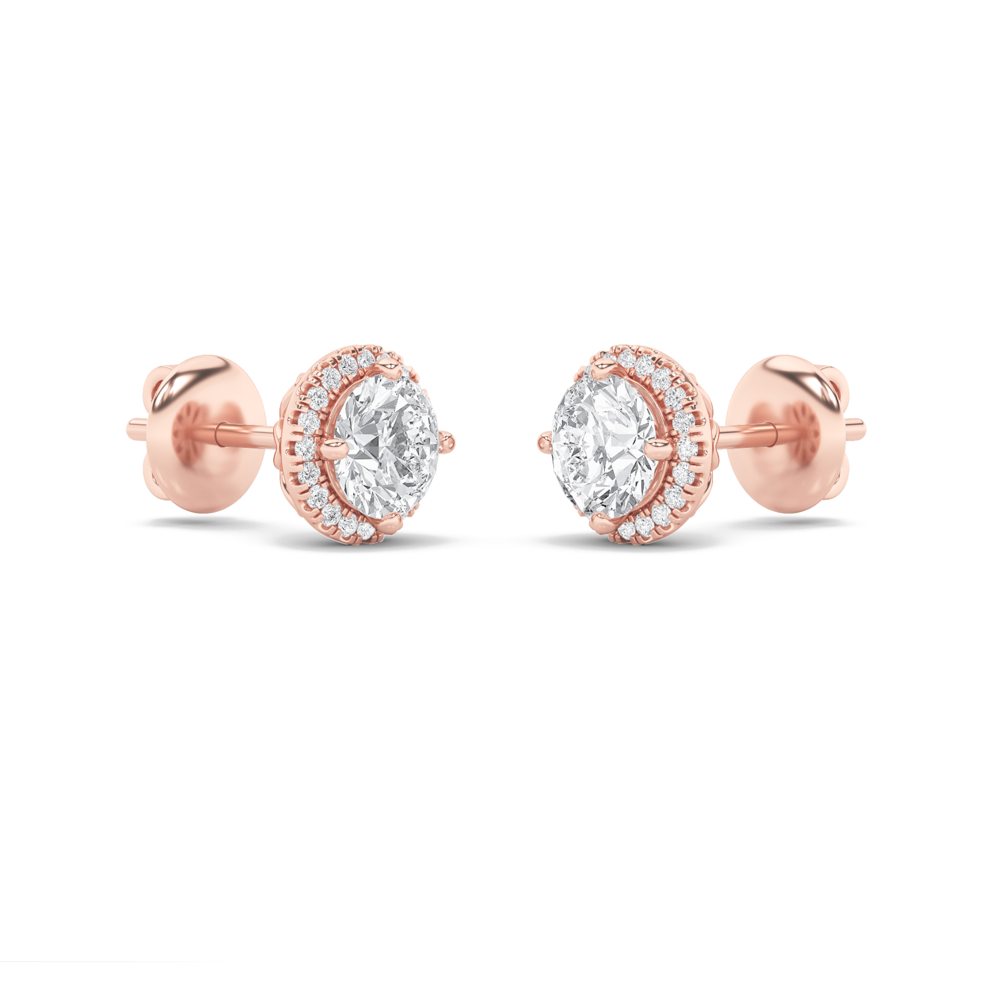 Halo Oval Solitaire Earring view 3