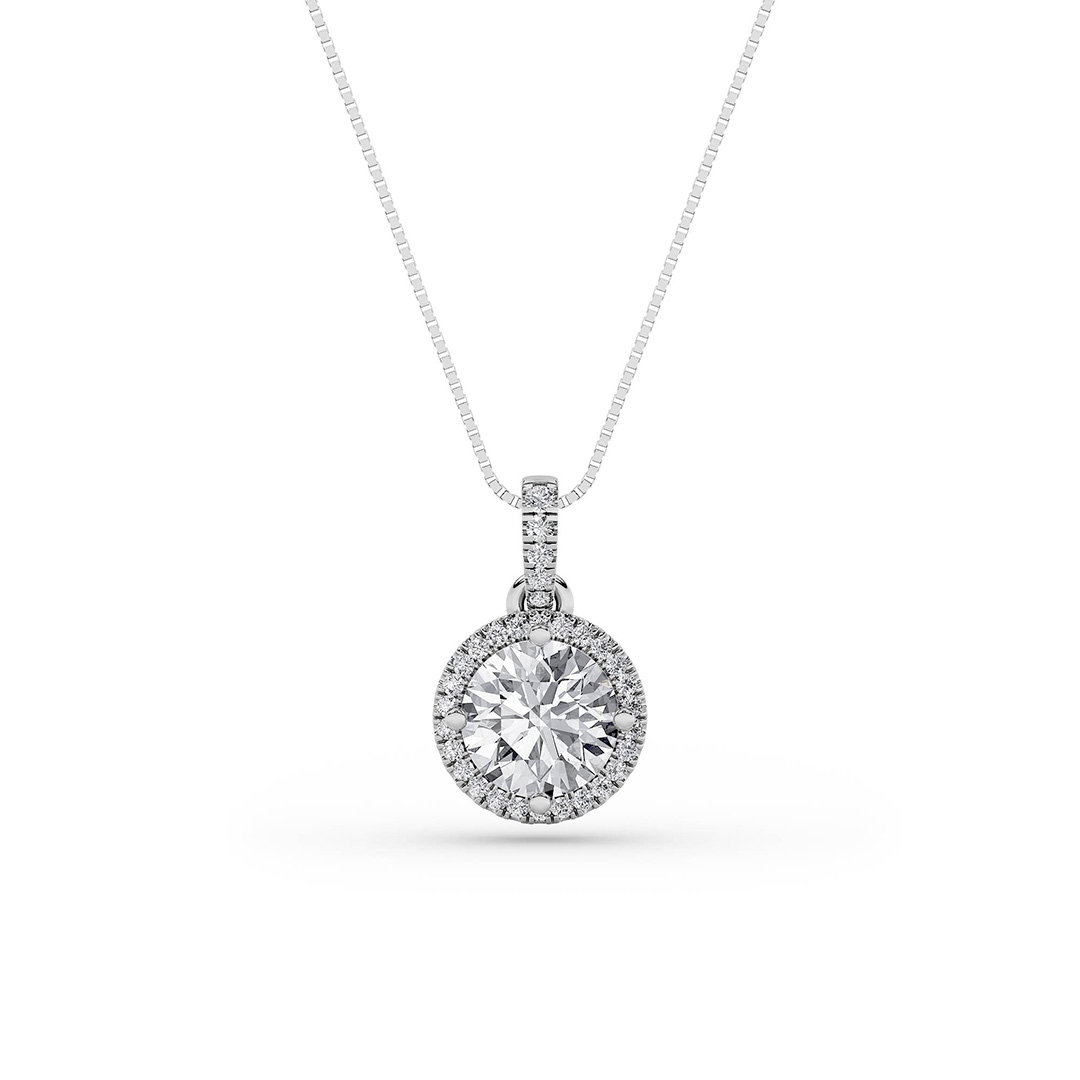 2.00 CT Round Diamond Necklace in 14K White Gold