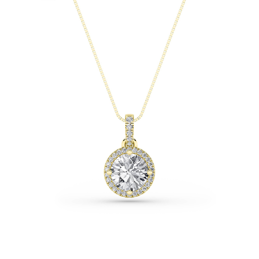 2.00 CT Round Diamond Necklace in 14K Yellow Gold
