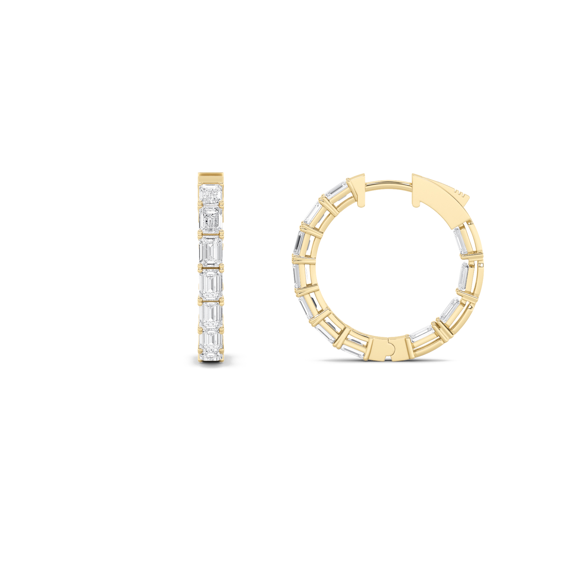 4.00 CT Emerald Diamond Earring in 14K Yellow Gold