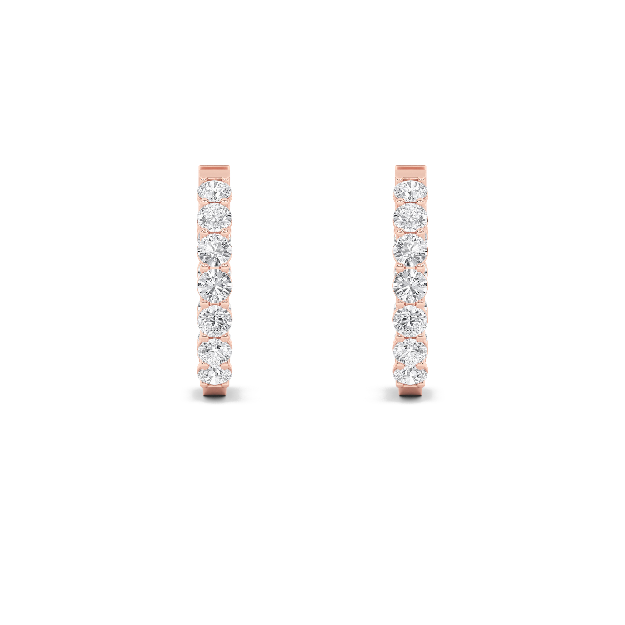 Inside Out Hoop Earrings  with Round Shaped Lab Grown Diamond (F/VS) in 14K Gold view 4