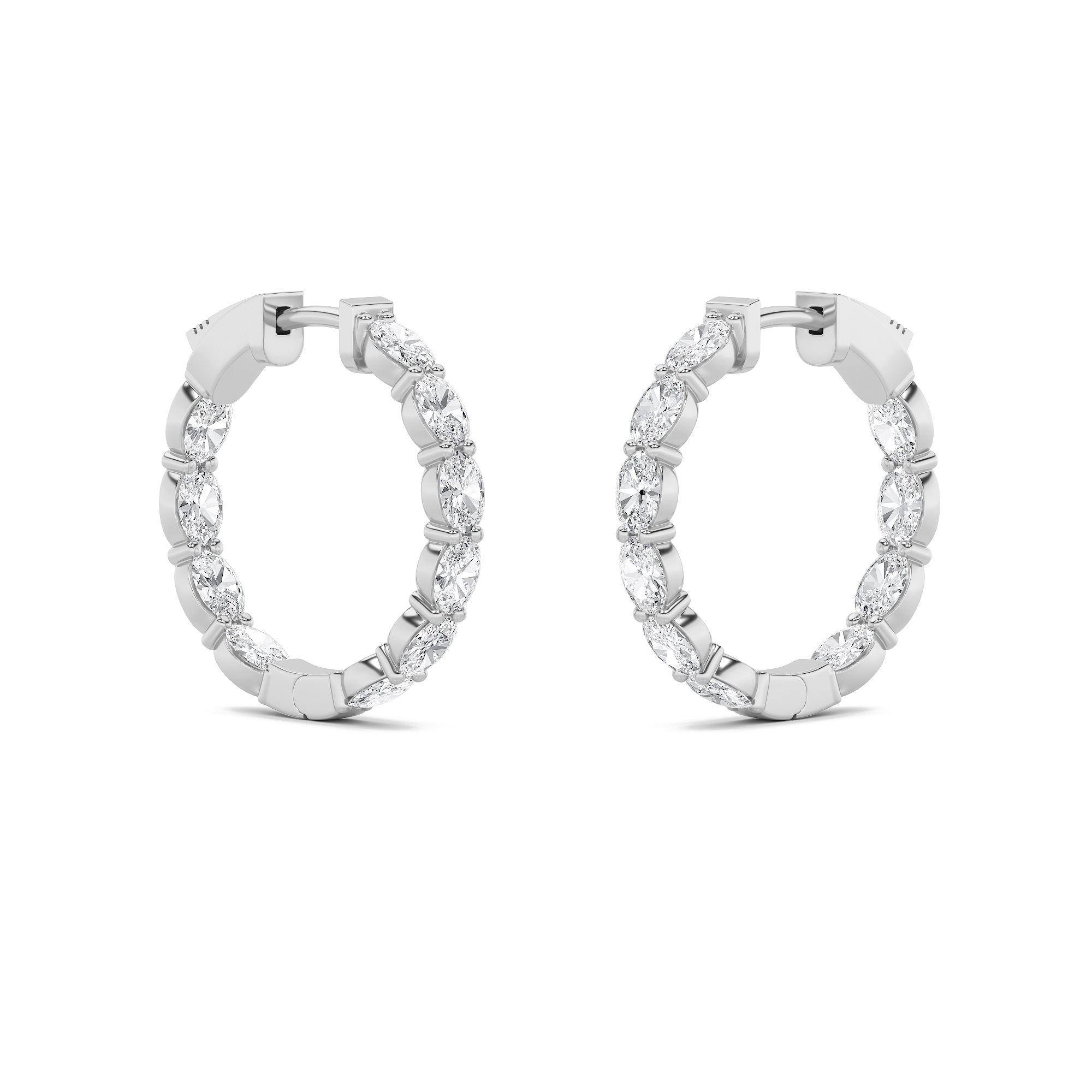 Inside Out Hoop Earrings  with Oval Shaped Lab Grown Diamond (G/VS) in 14K Gold view 3