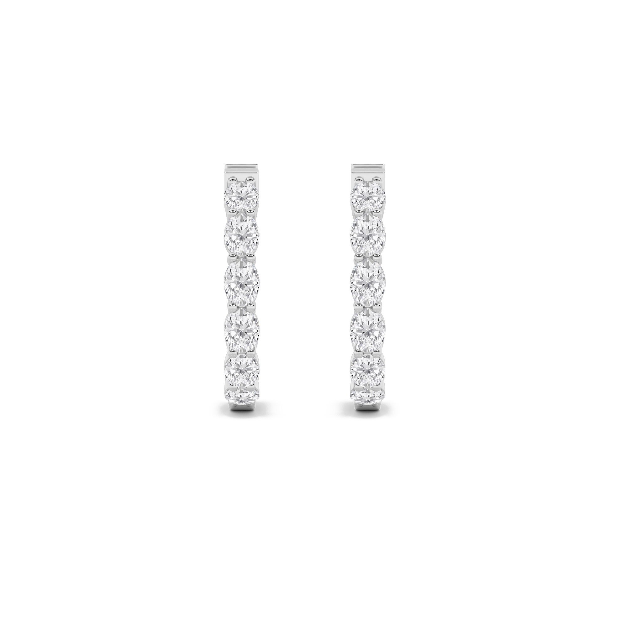 Inside Out Hoop Earrings  with Oval Shaped Lab Grown Diamond (G/VS) in 14K Gold view 4