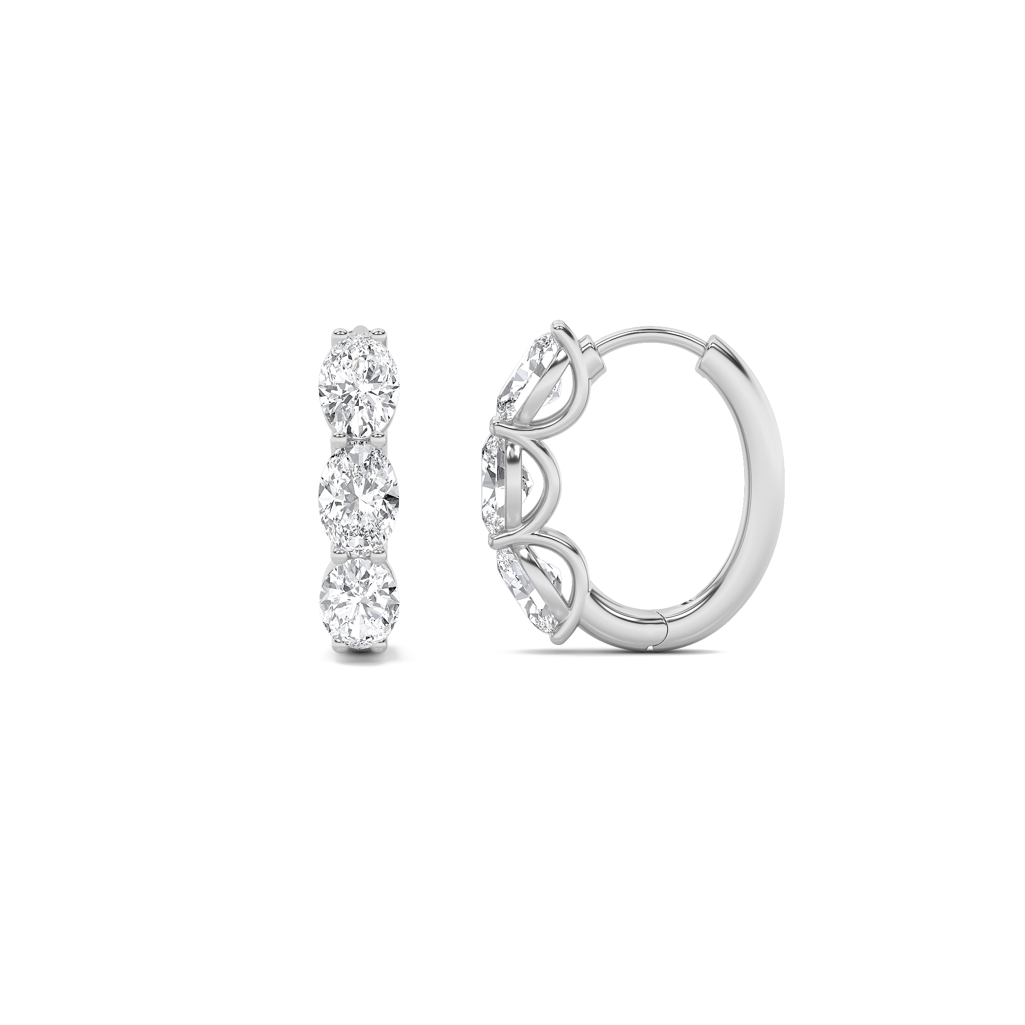 3.00 CT Oval Diamond Earring in 14K White Gold