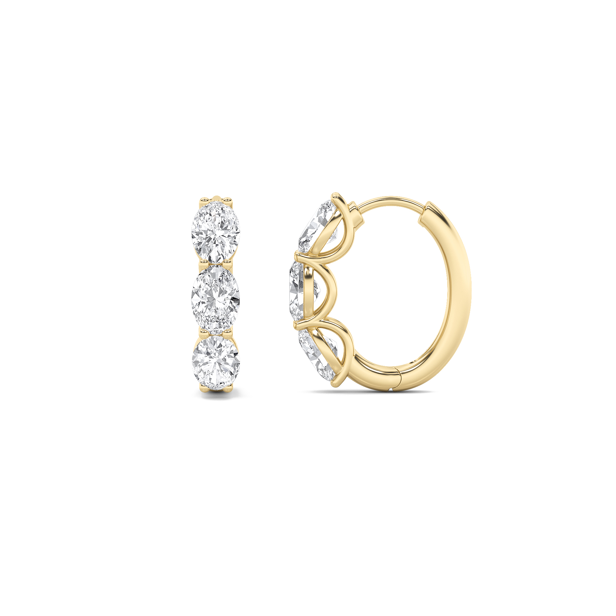 3.00 CT Oval Diamond Earring in 14K Yellow Gold