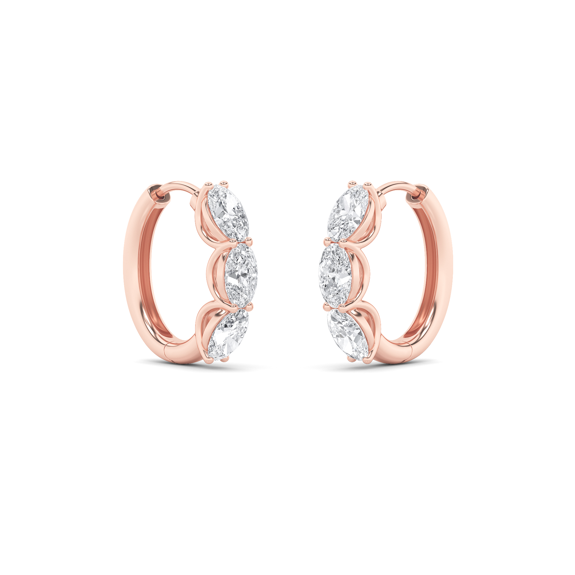 Three Stone Oval Hoop  Earring view 3