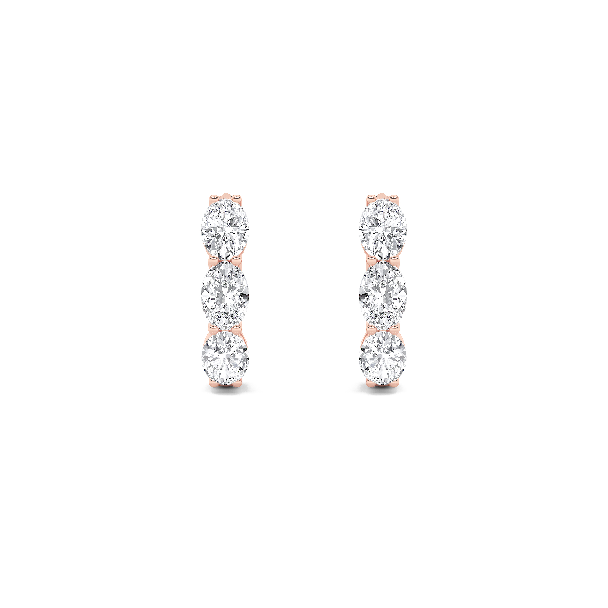 Three Stone Oval Hoop  Earring view 4