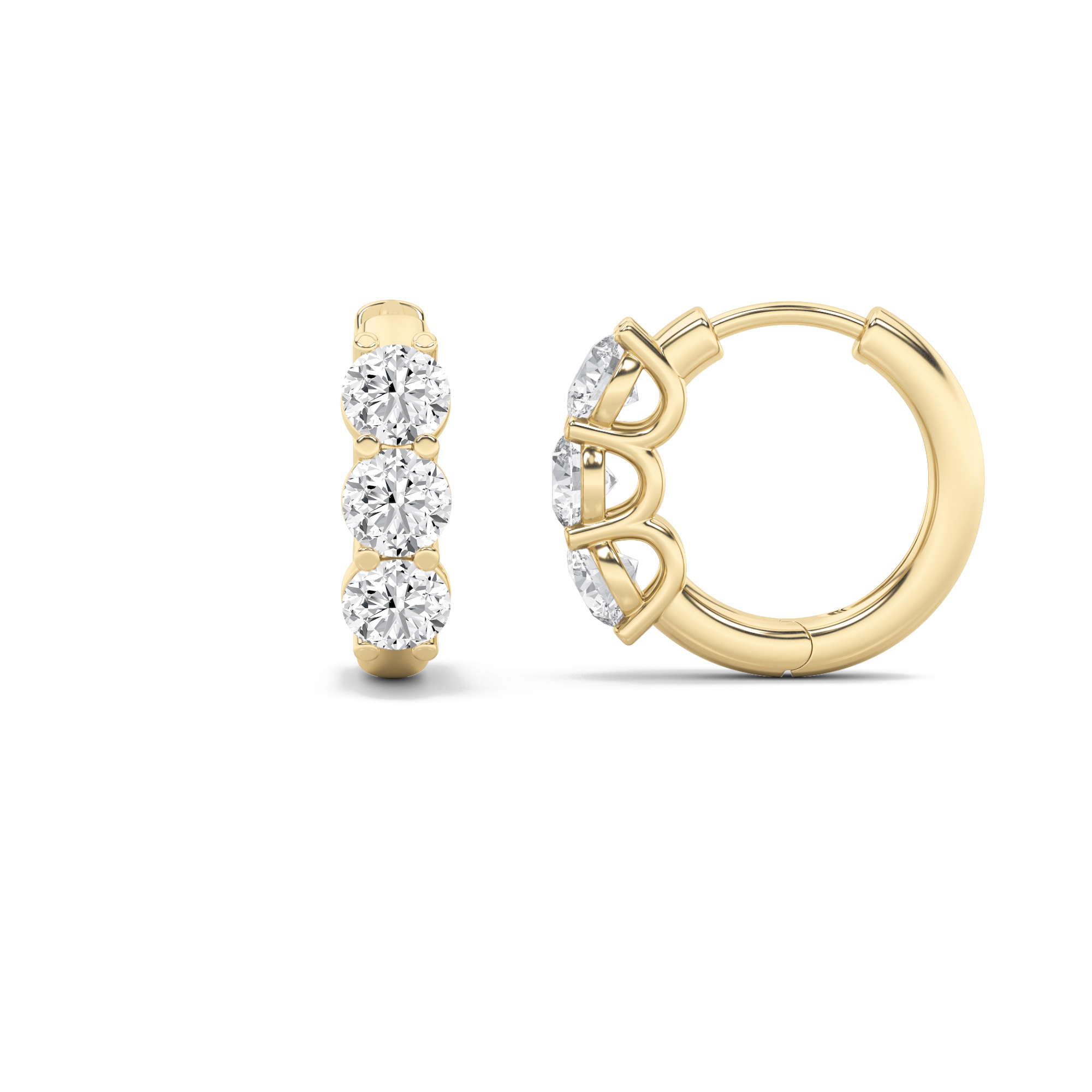 Three Stone Oval Hoop  Earring view 5