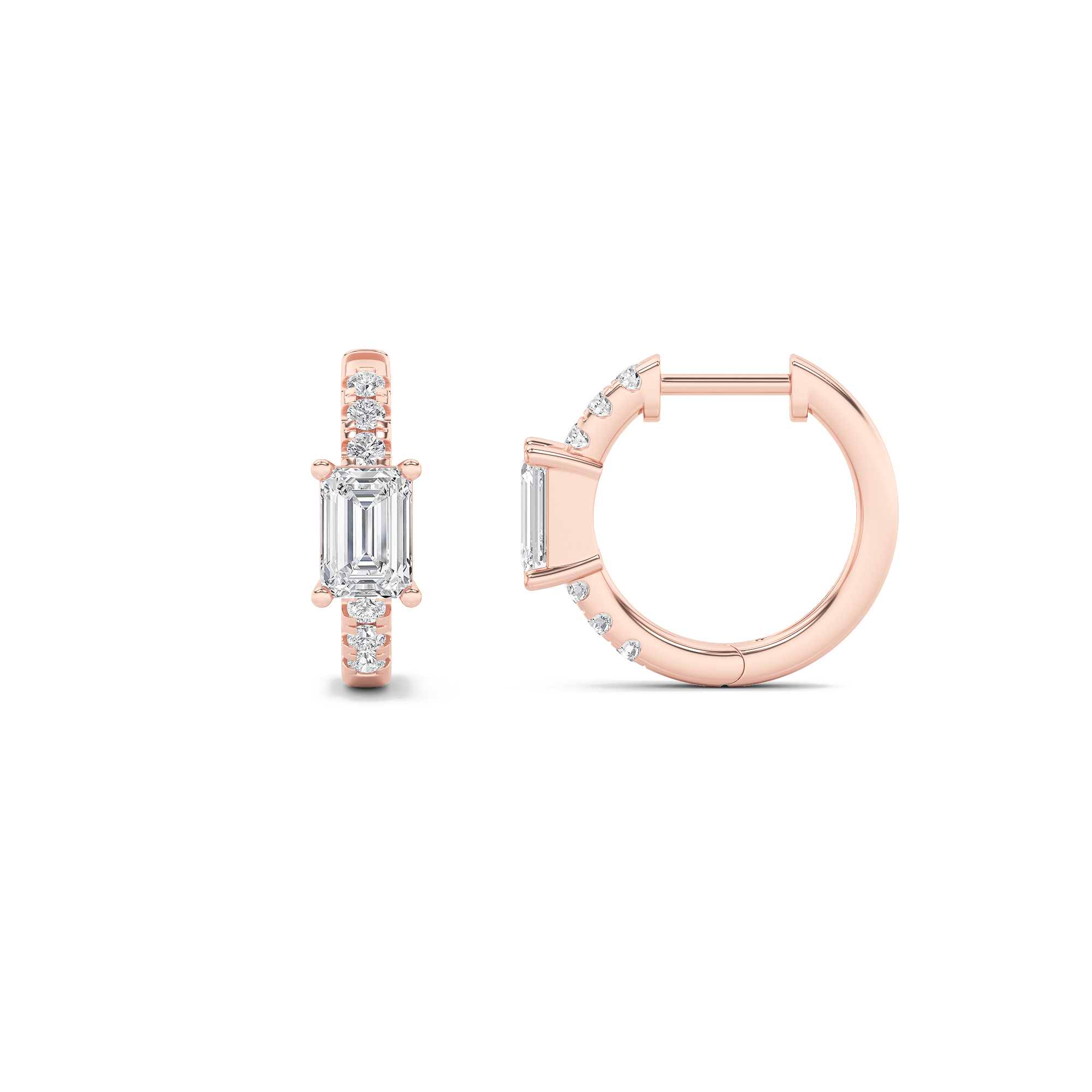 1.50 CT Emerald Diamond Earring in 14K Rose Gold