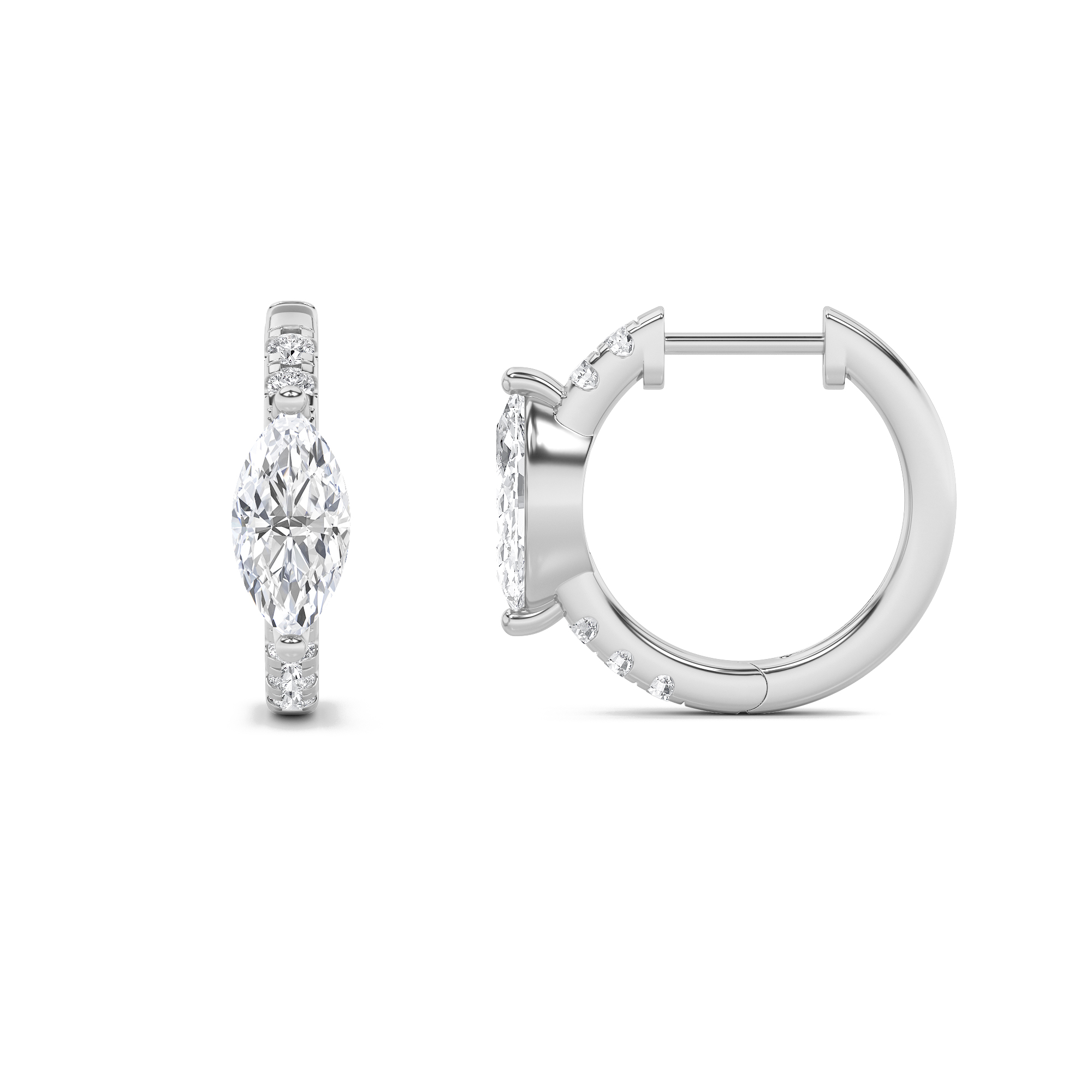Solitaire Emerald Huggie Earring view 5