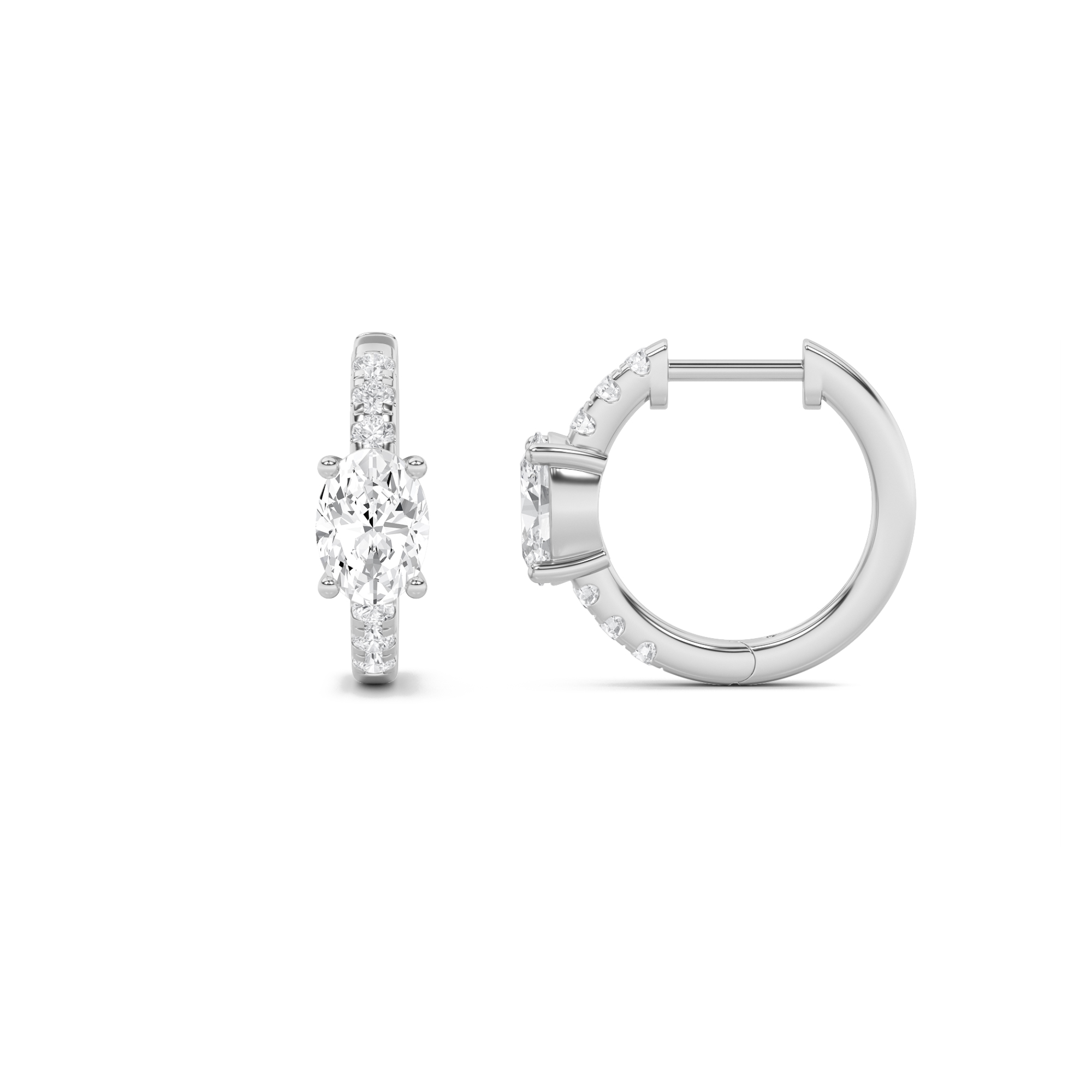 1.50 CT Oval Diamond Earring in 14K White Gold