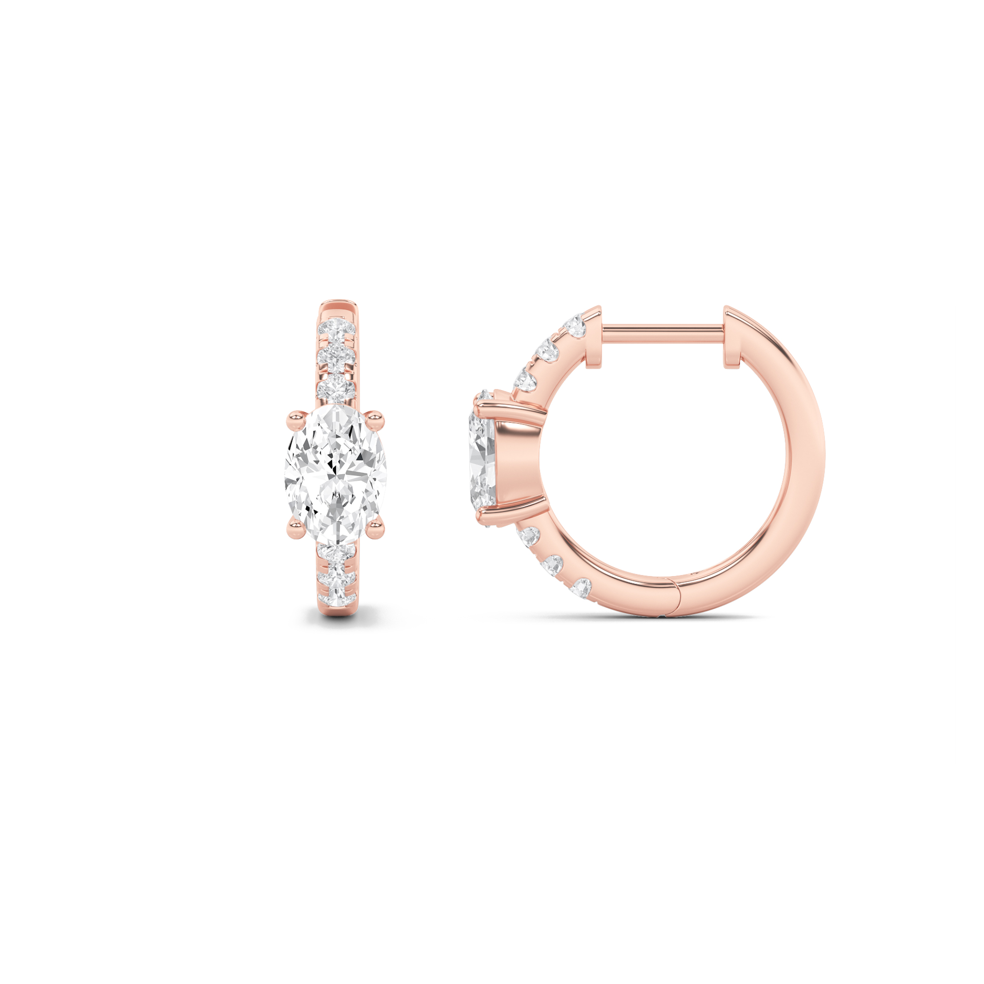 1.50 CT Oval Diamond Earring in 14K Rose Gold