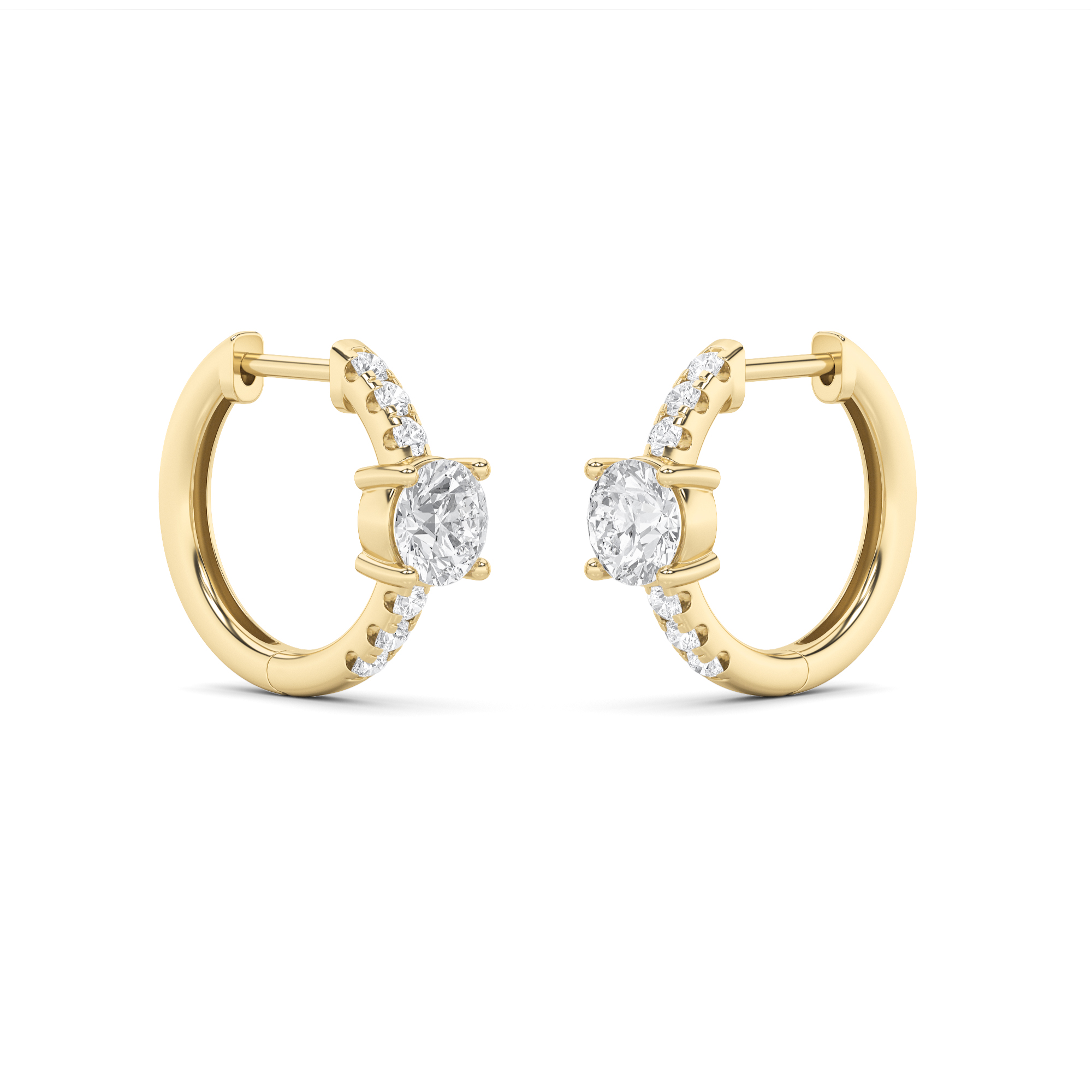 Solitaire Emerald Huggie Earring view 3