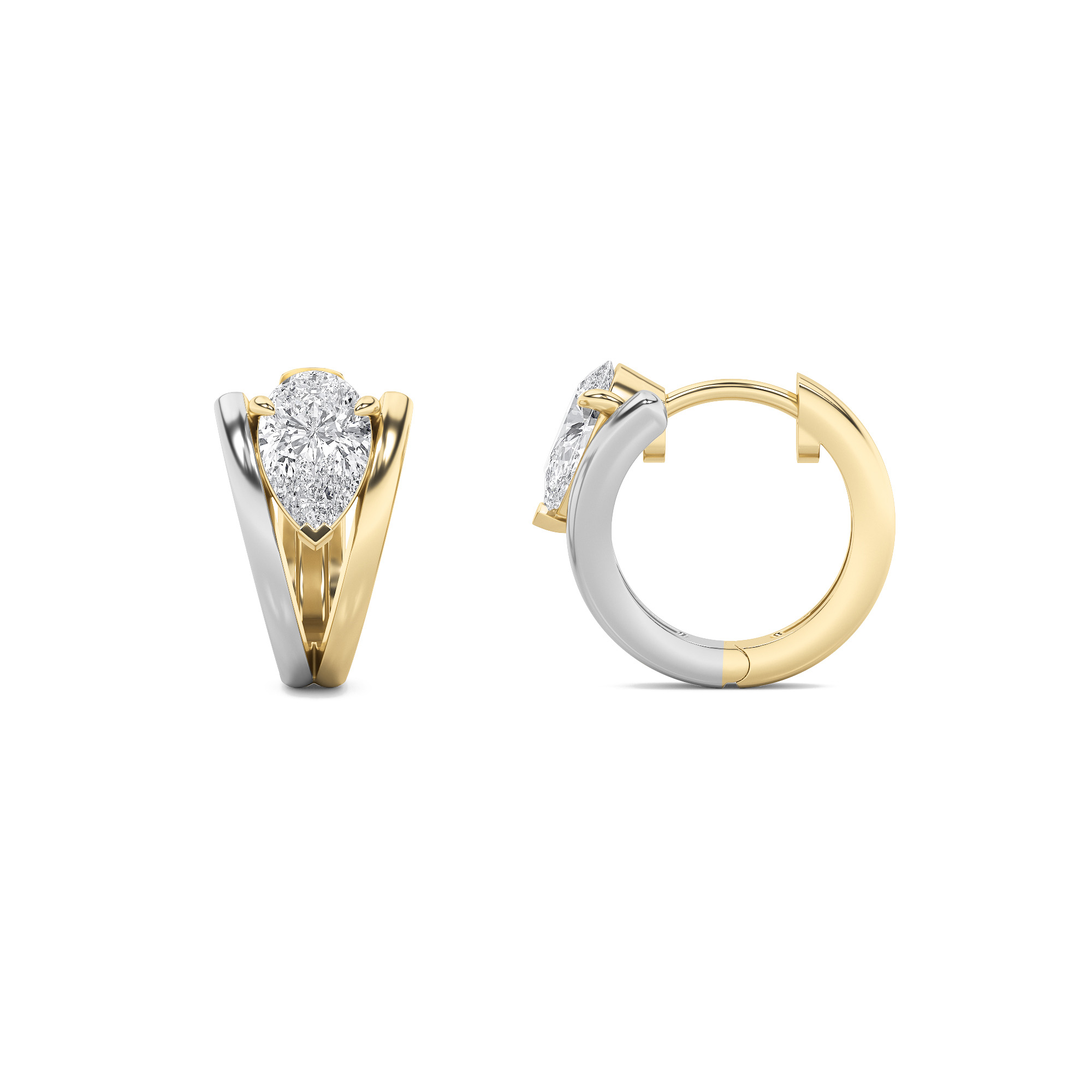 1.50 CT Pear Diamond Earring in 14K Yellow Gold|14K White Gold