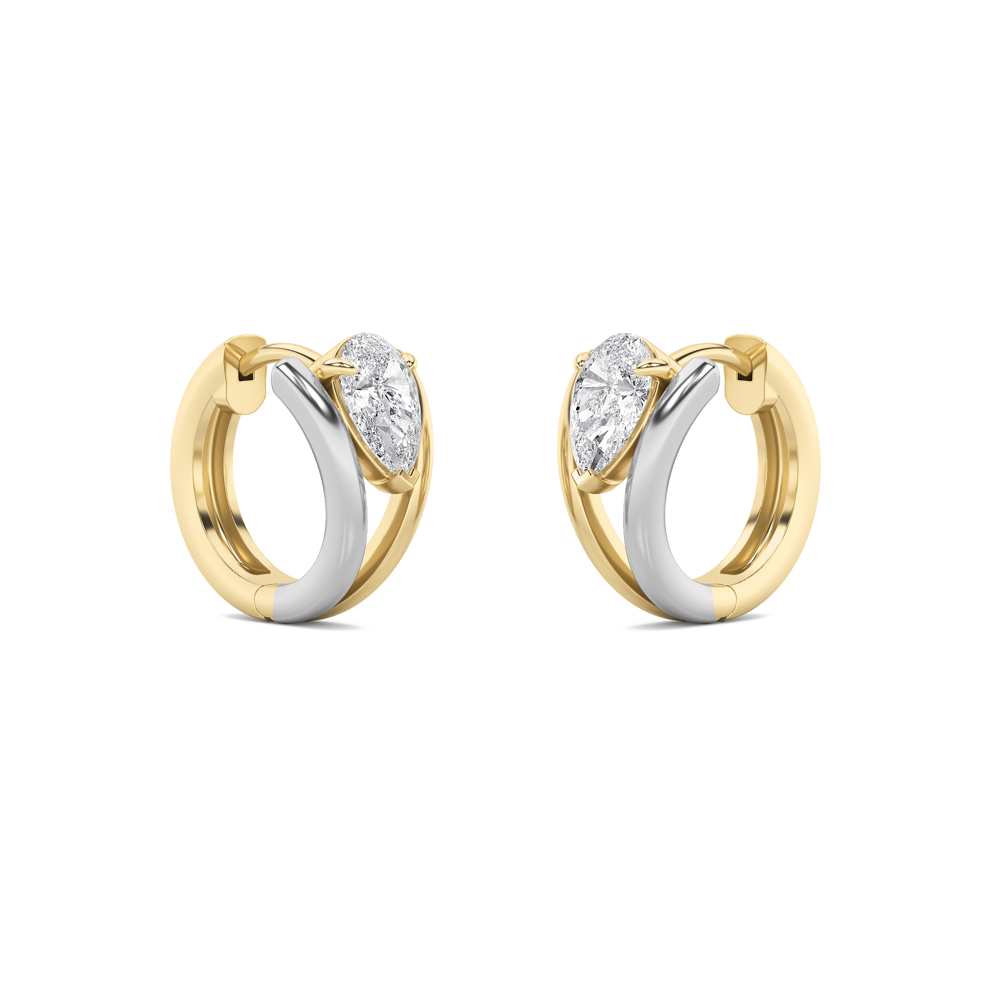 Fashion Earrings  with Pear Shaped Lab Grown Diamond (F/VS) in 14K Gold view 3