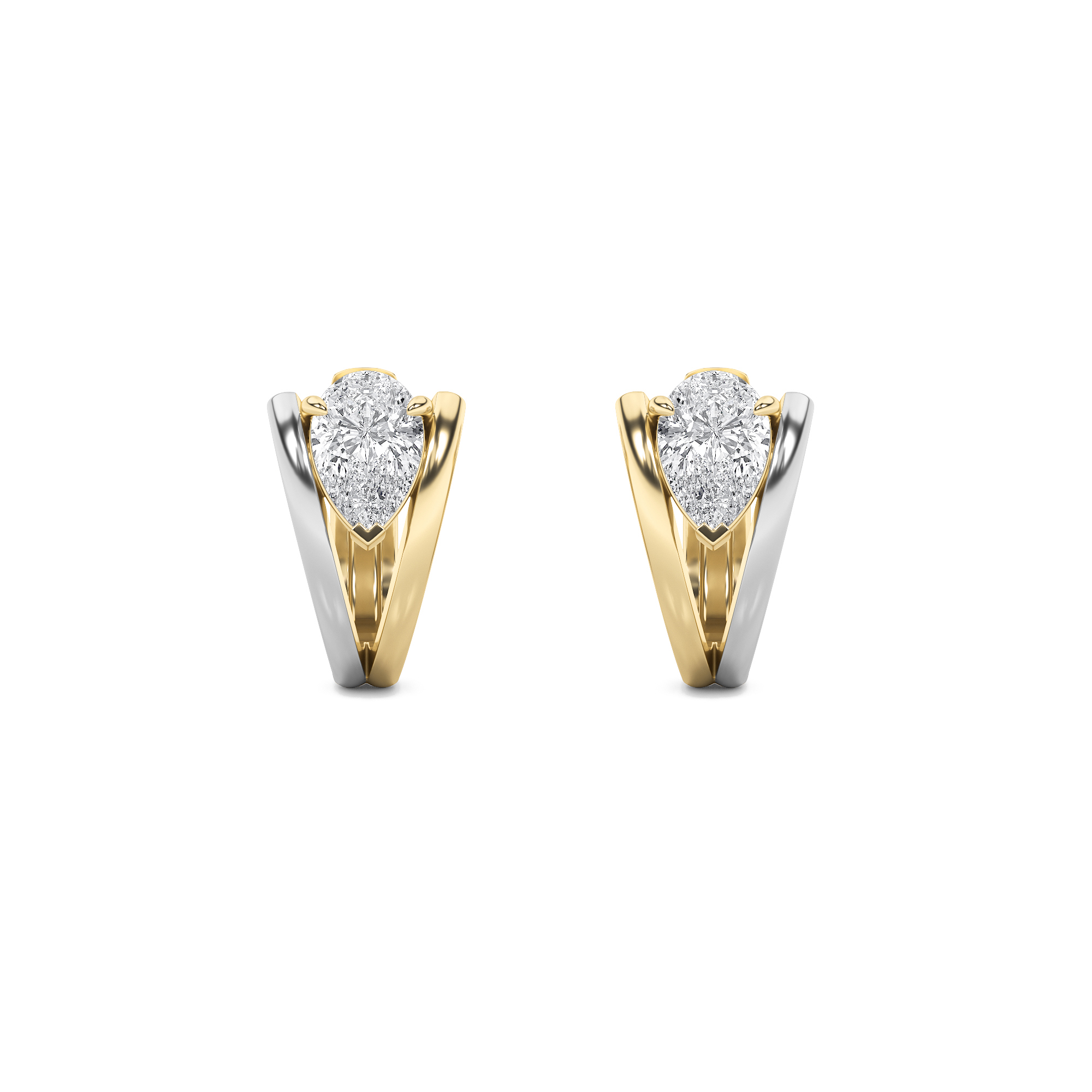 Fashion Earrings  with Pear Shaped Lab Grown Diamond (F/VS) in 14K Gold view 2