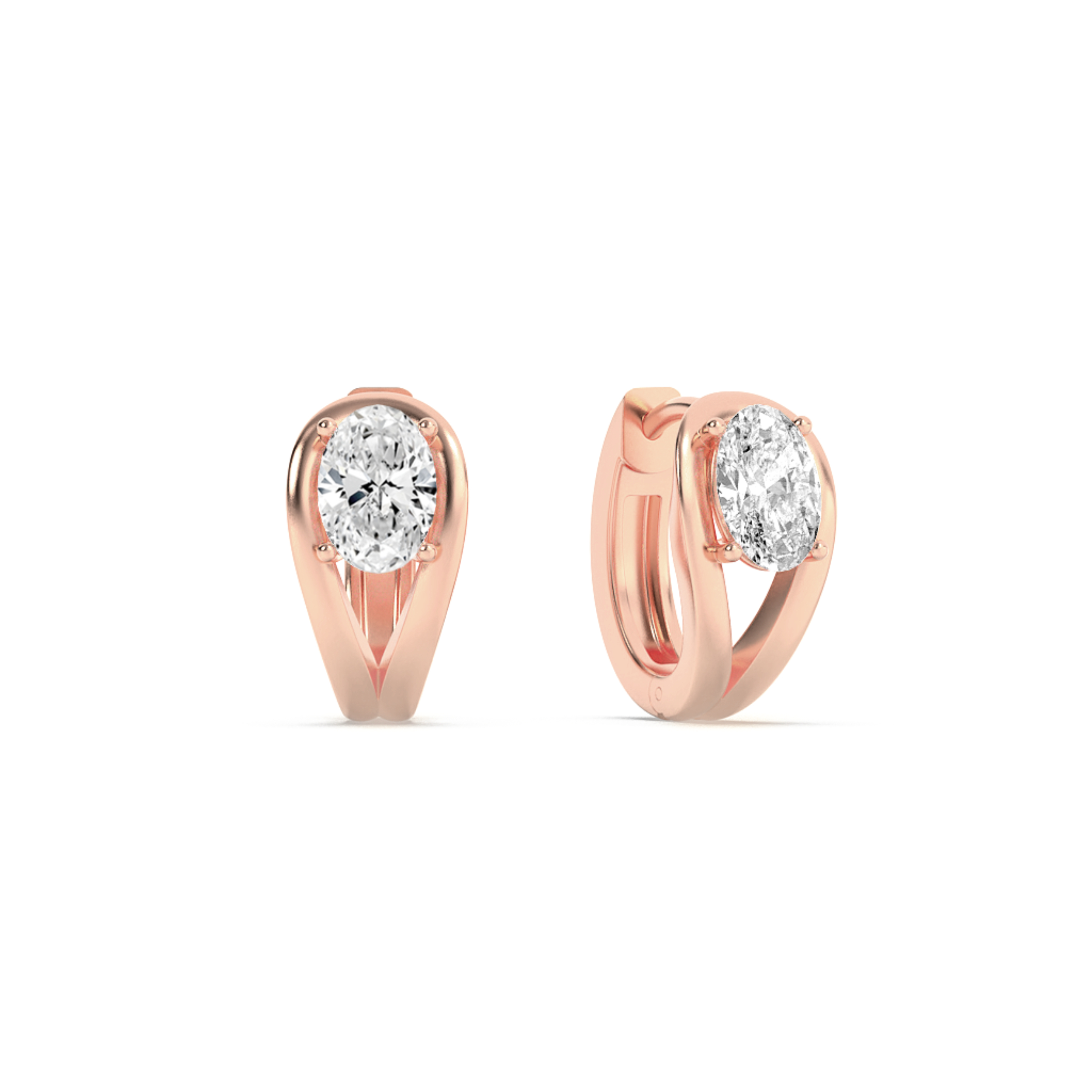 Fashion Earrings  with Oval Shaped Lab Grown Diamond (F/VS) in 14K Gold view 3