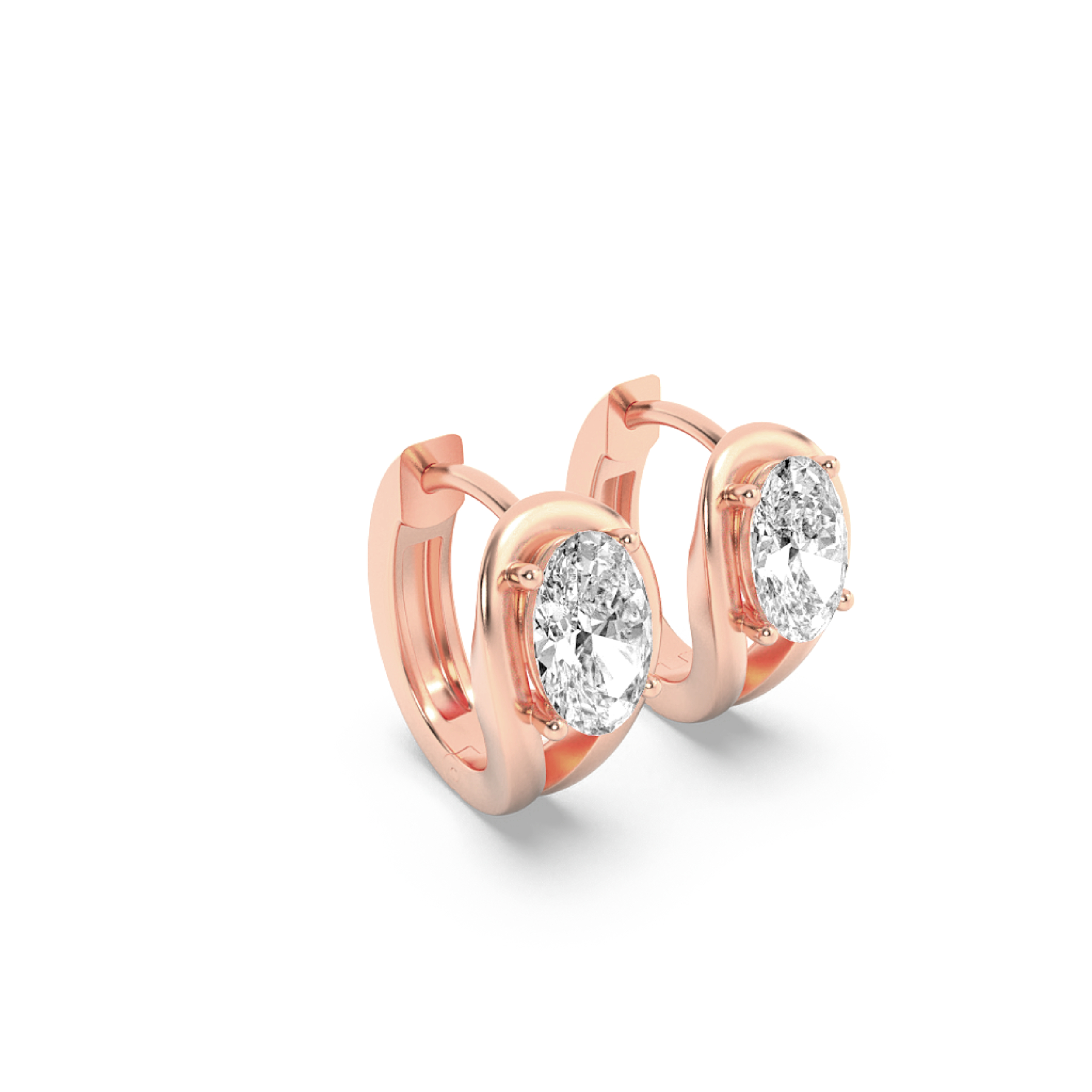 Fashion Earrings  with Oval Shaped Lab Grown Diamond (F/VS) in 14K Gold view 5