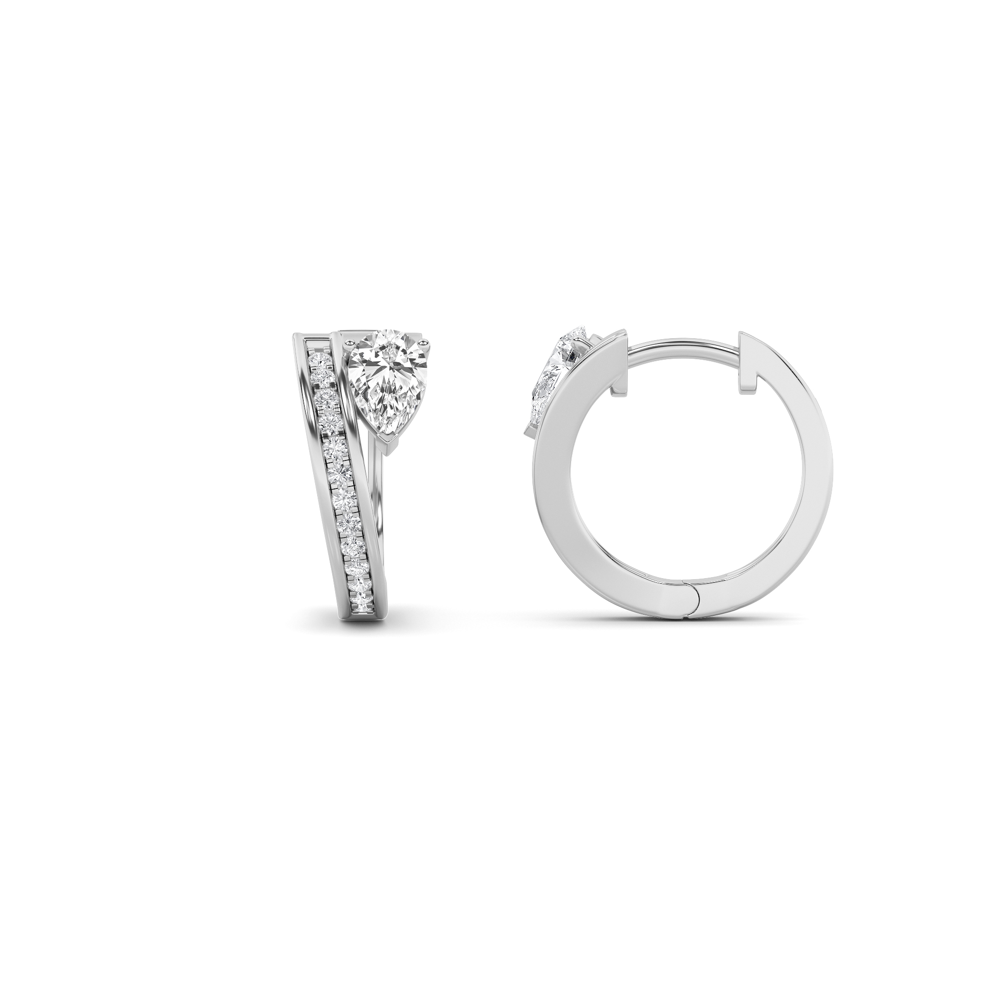 1.25 CT Pear Diamond Earring in 14K White Gold
