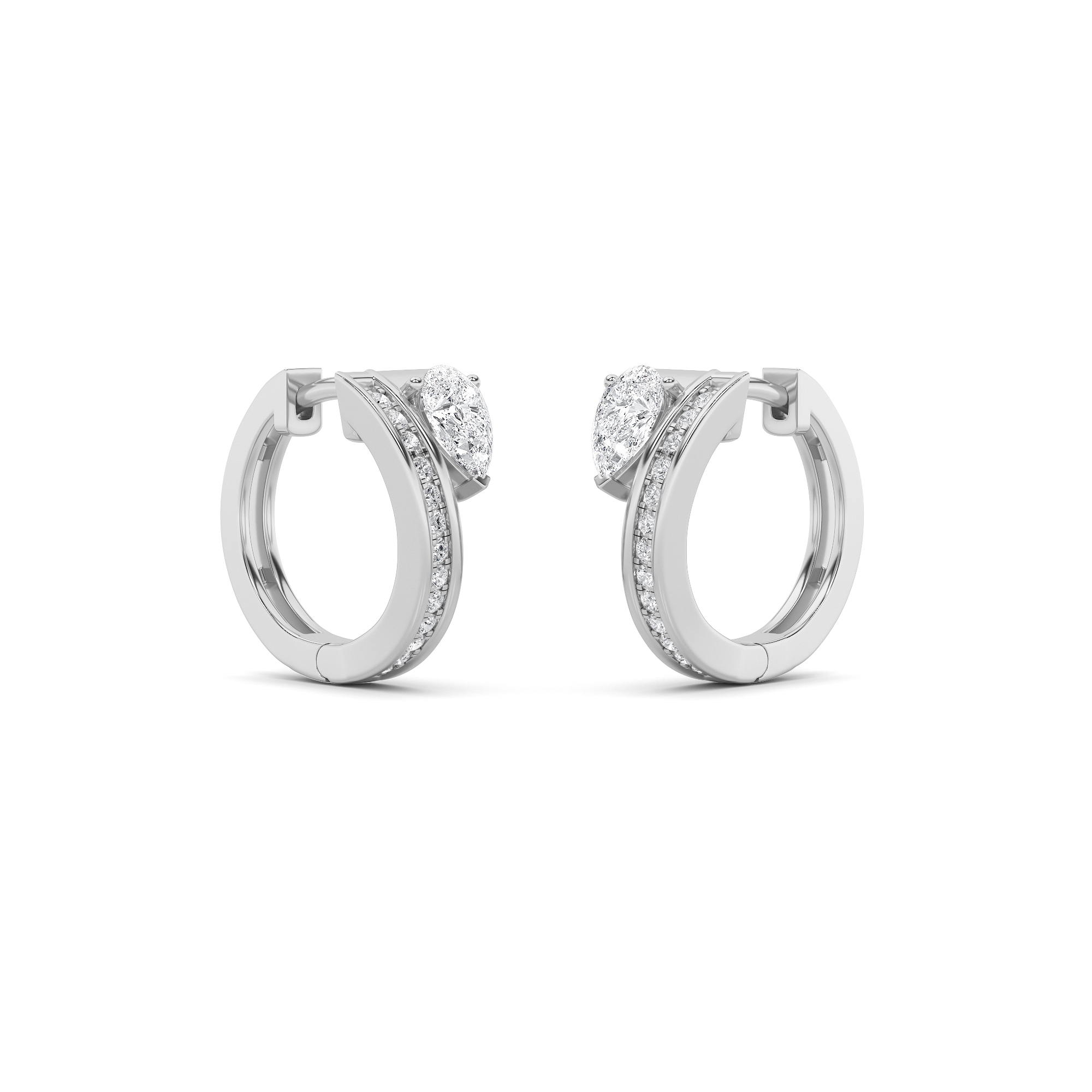 Fashion Earrings  with Pear Shaped Lab Grown Diamond (F/VS) in 14K Gold view 2
