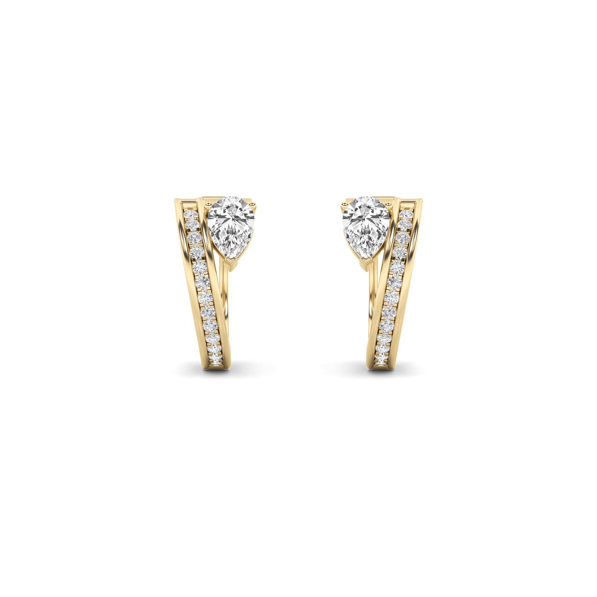Fashion Earrings  with Pear Shaped Lab Grown Diamond (F/VS) in 14K Gold view 3