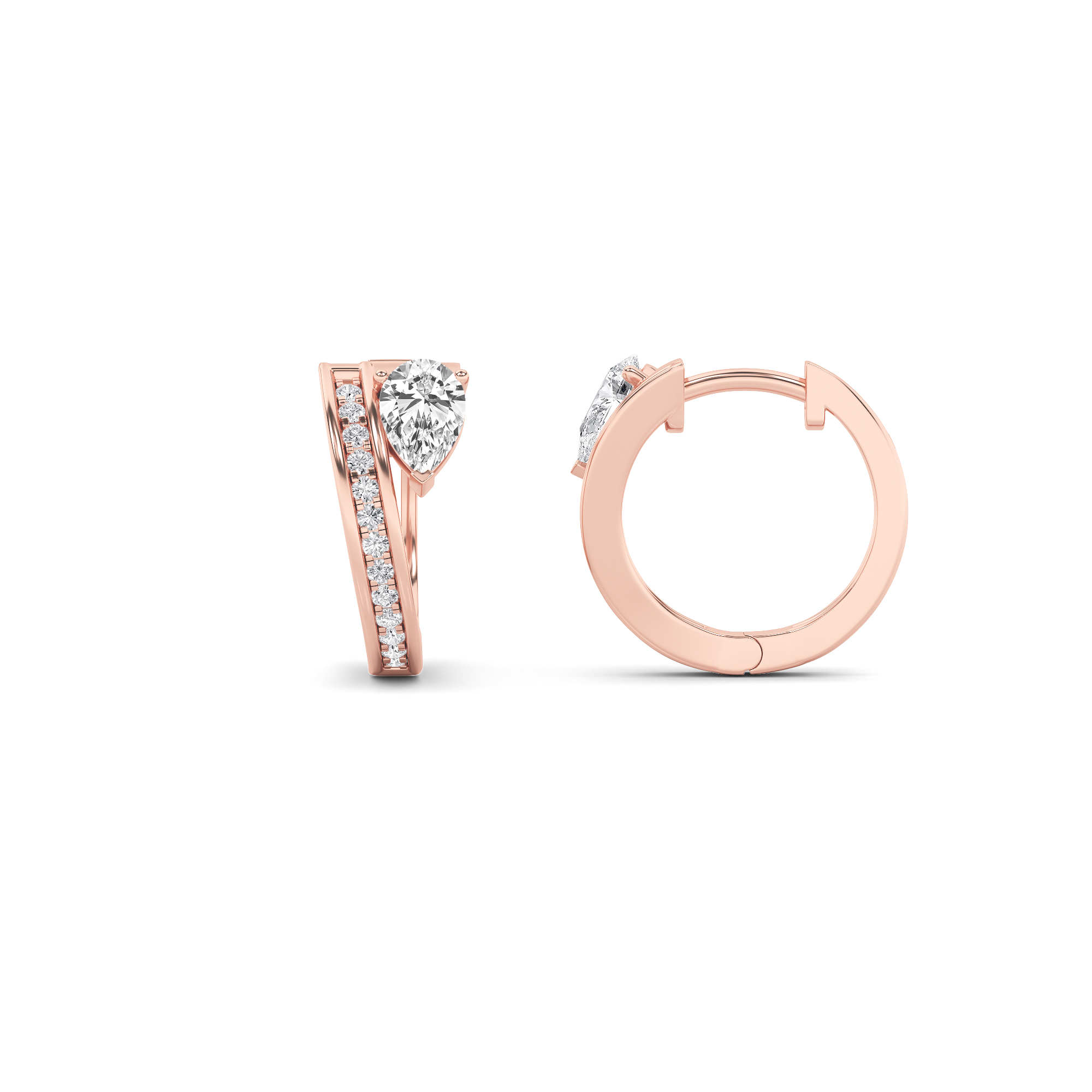 1.25 CT Pear Diamond Earring in 14K Rose Gold