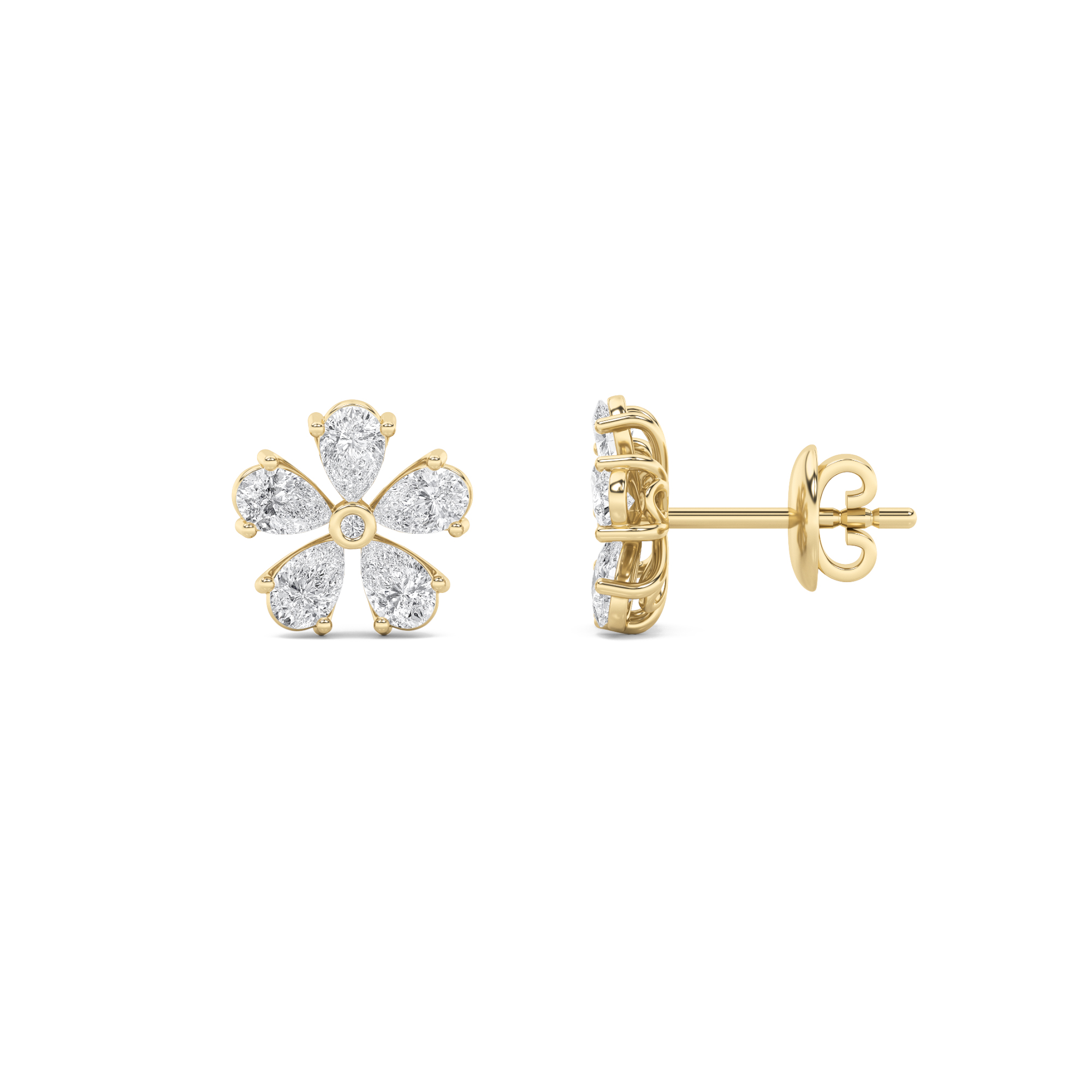 1.50 CT Pear Diamond Earring in 14K Yellow Gold