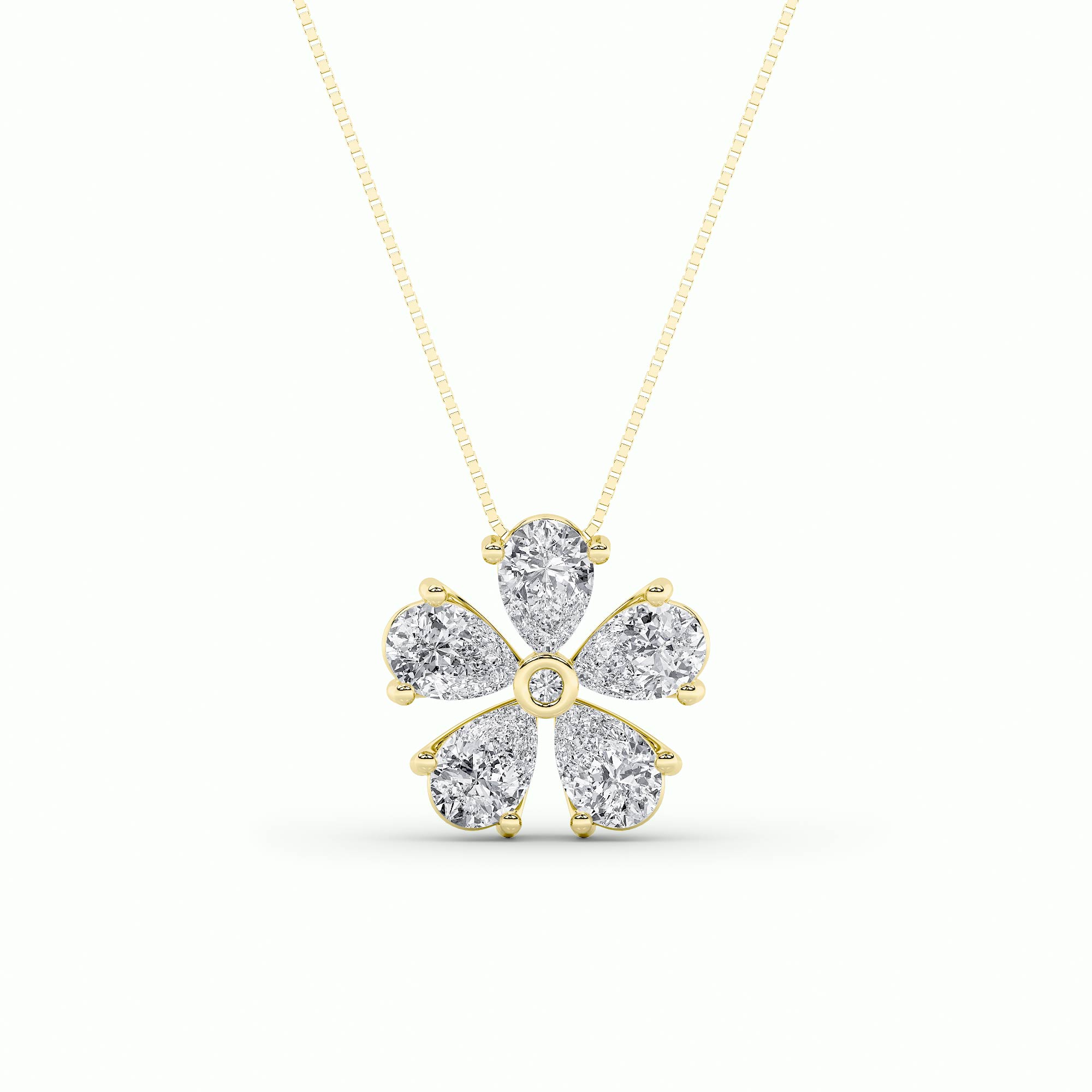 1.50 CT Pear Diamond Necklace in 14K Yellow Gold