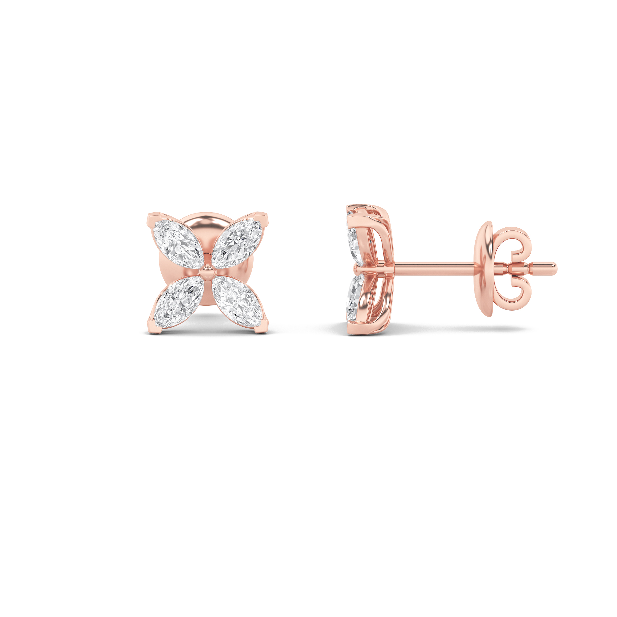 1.50 CT Marquise Diamond Earring in 14K Rose Gold