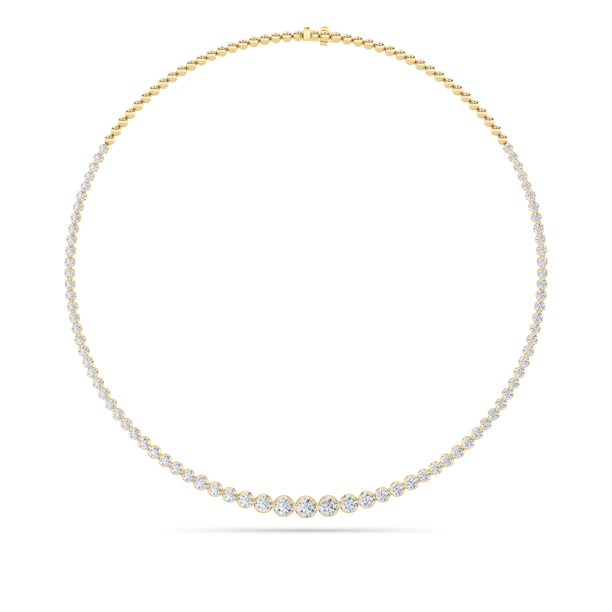 10Cttw Round Shaped Lab Grown Diamond (F/VS) Graduating Half Riviera Necklace in 14K Gold