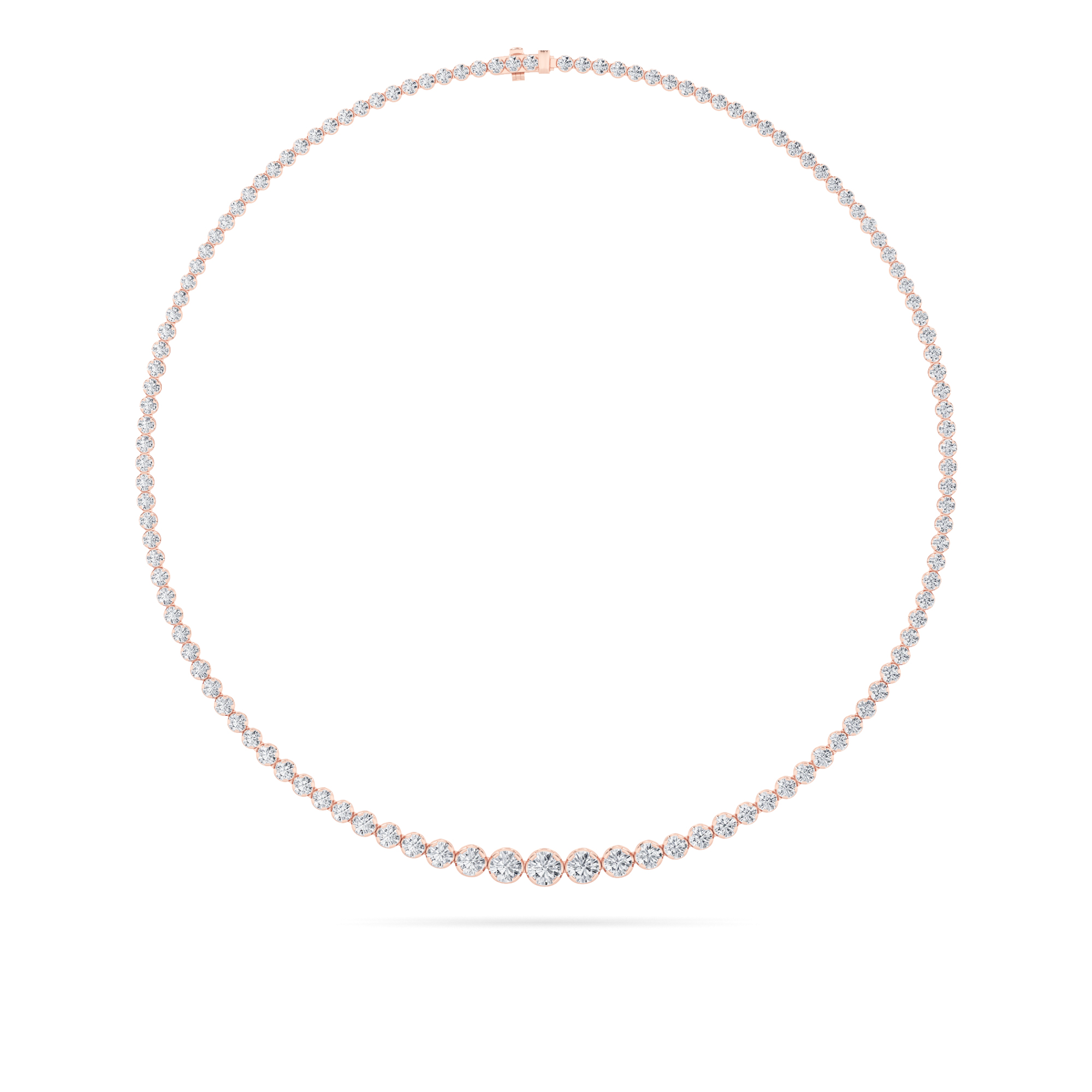 15Cttw Round Shaped Lab Grown Diamond (F/VS) Graduating Full Riviera Necklace in 14K Gold
