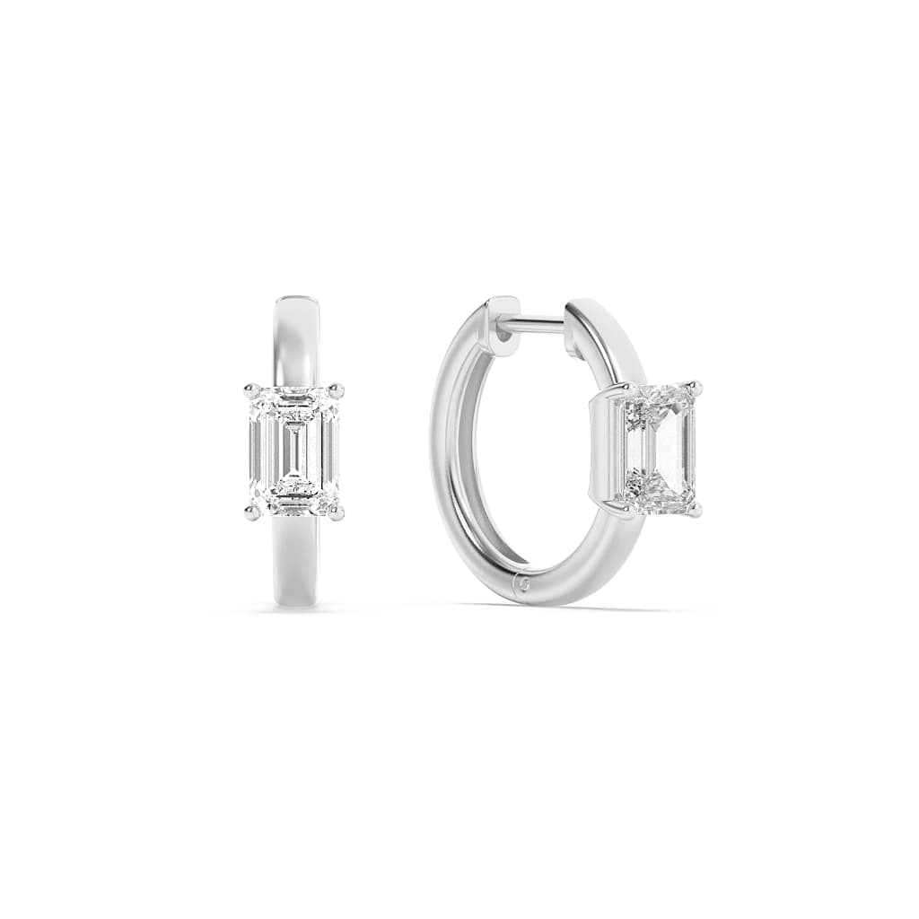 1.50 CT Emerald Diamond Earring in 14K White Gold